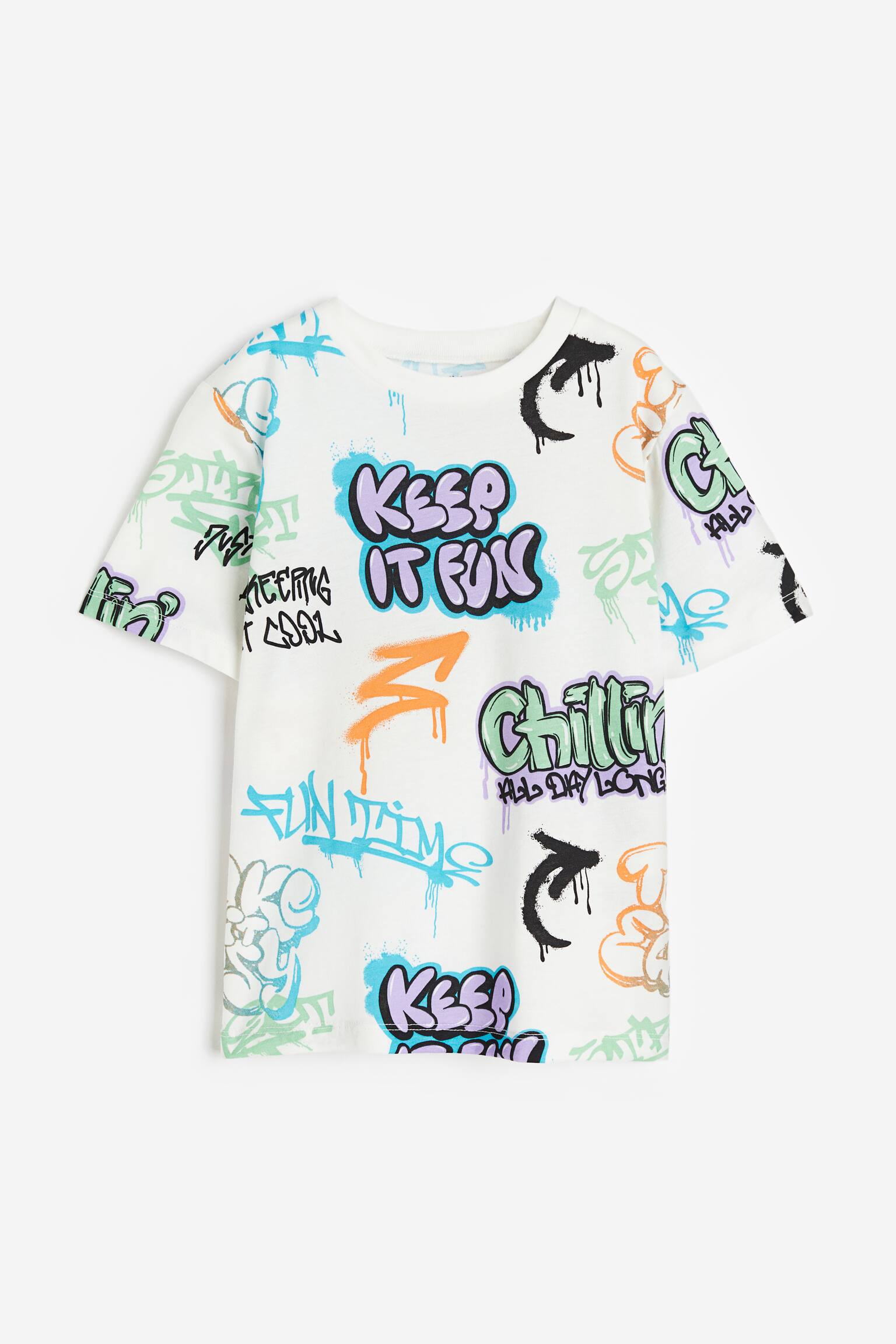 Cotton Tee - White/Graffiti/Light green/Crocodile - 1