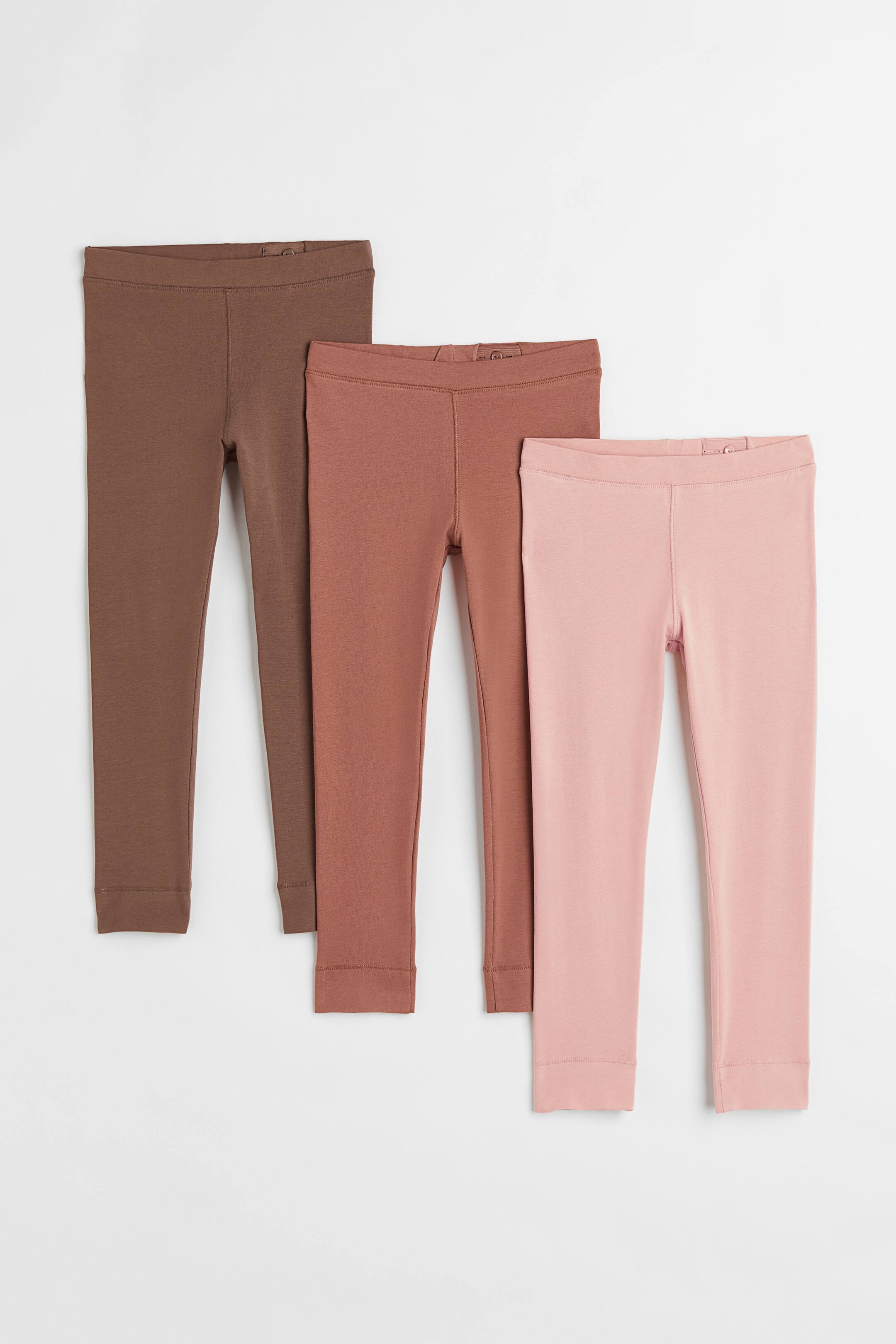 View larger image: 3-pack cotton leggings - Dark beige-pink/Light pink - Kids | H&M 1