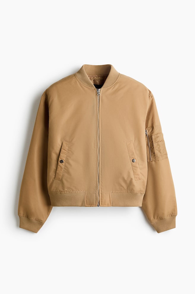 Cazadora bomber acolchada de nailon - Beige empolvado/Verde caqui/Negro - 1