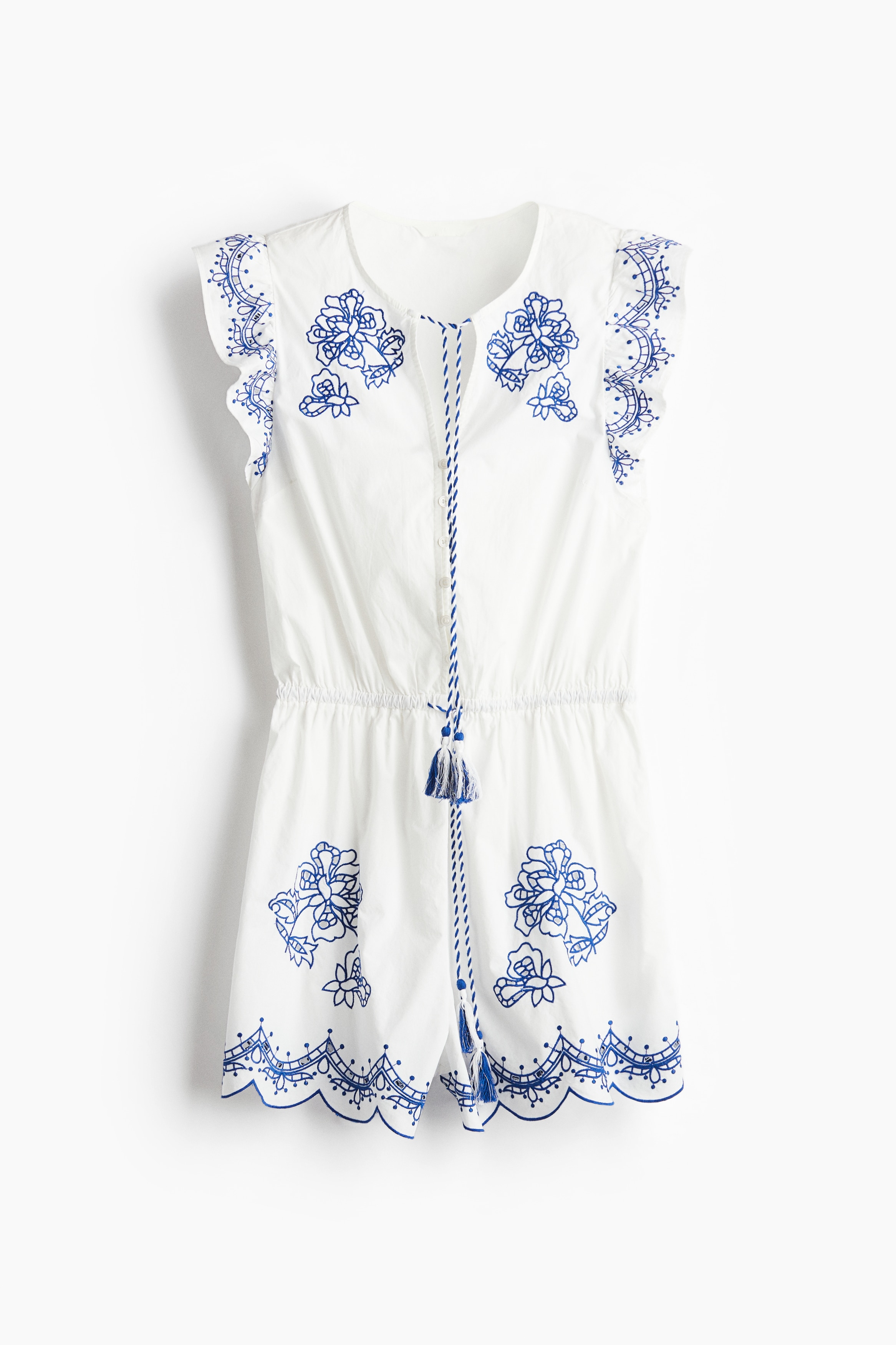 Mono corto bordado - Blanco/Estampado azul