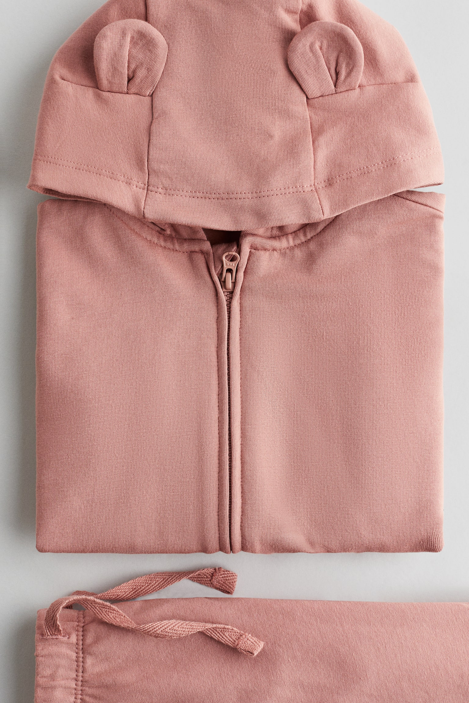 Детский комплект H&M 2-piece Hoodie and Joggers Set, цвет: Пыльный розовый — фото 2