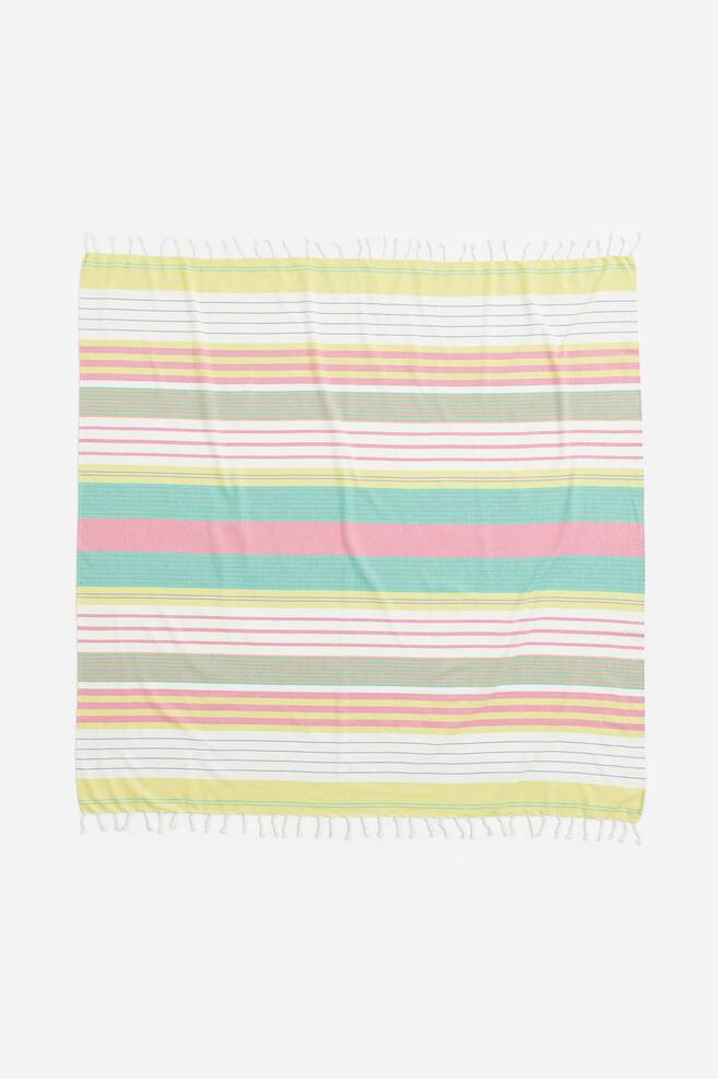 Large cotton beach towel - Yellow/Striped - 1
