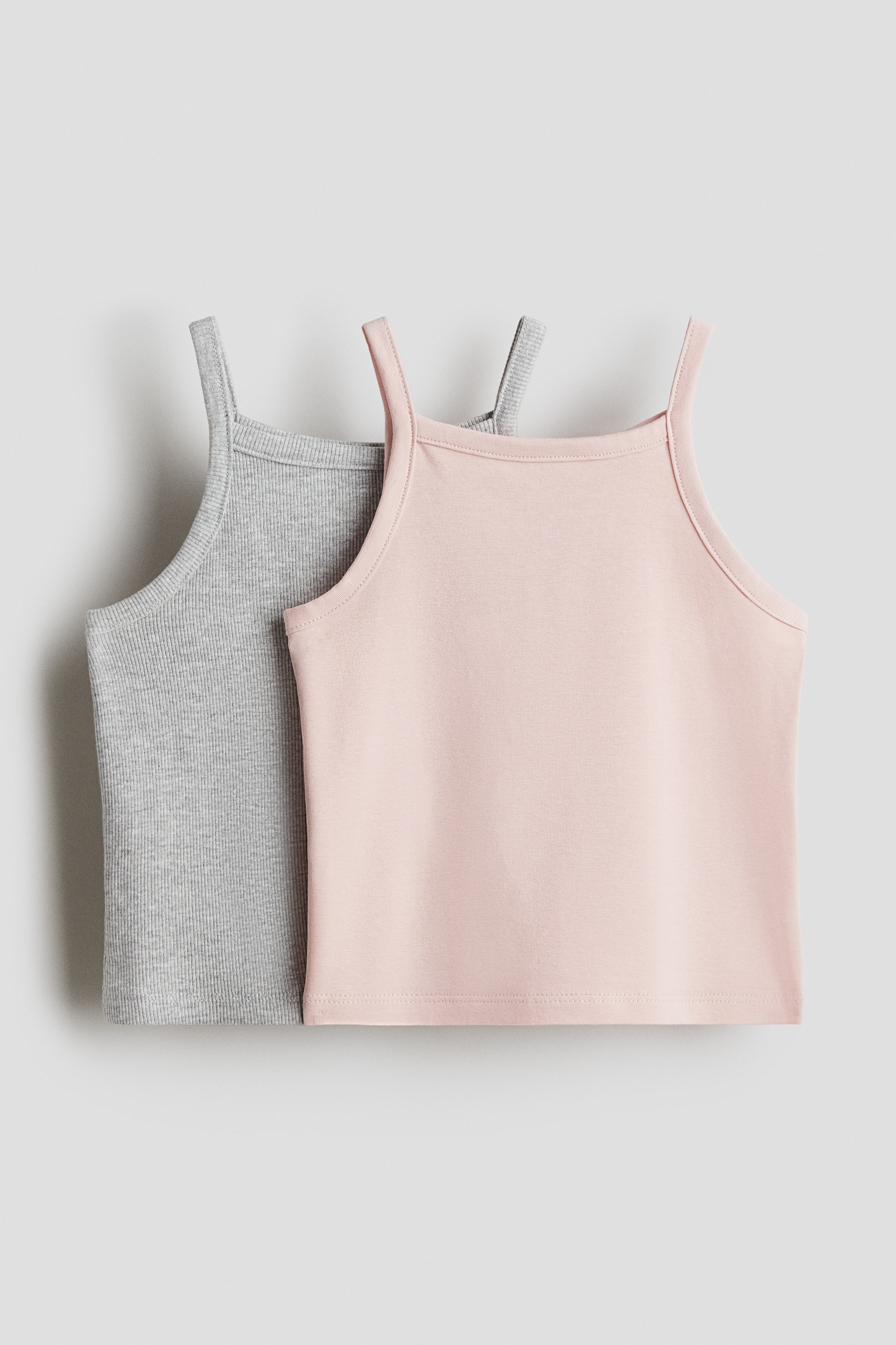 Light pink/light gray melange 2-Pack Cotton Tank Tops for kids