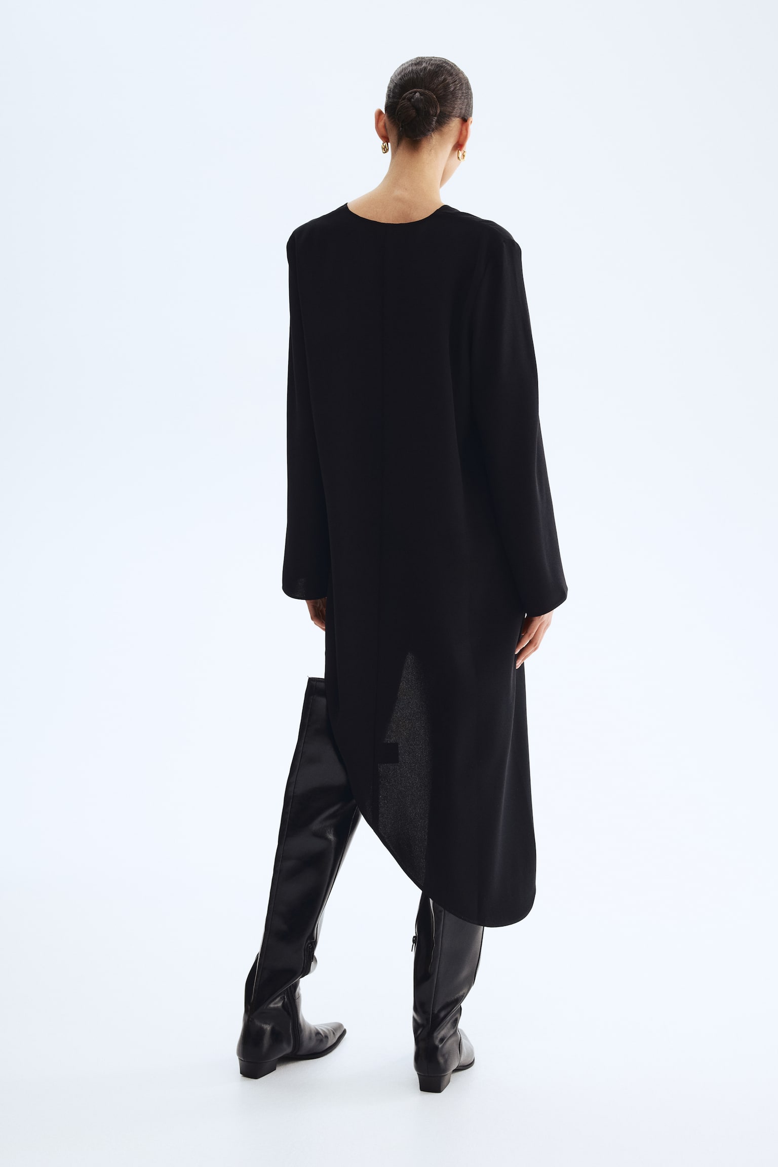 Asymmetric dress - Black/Cream/Plum purple - 6