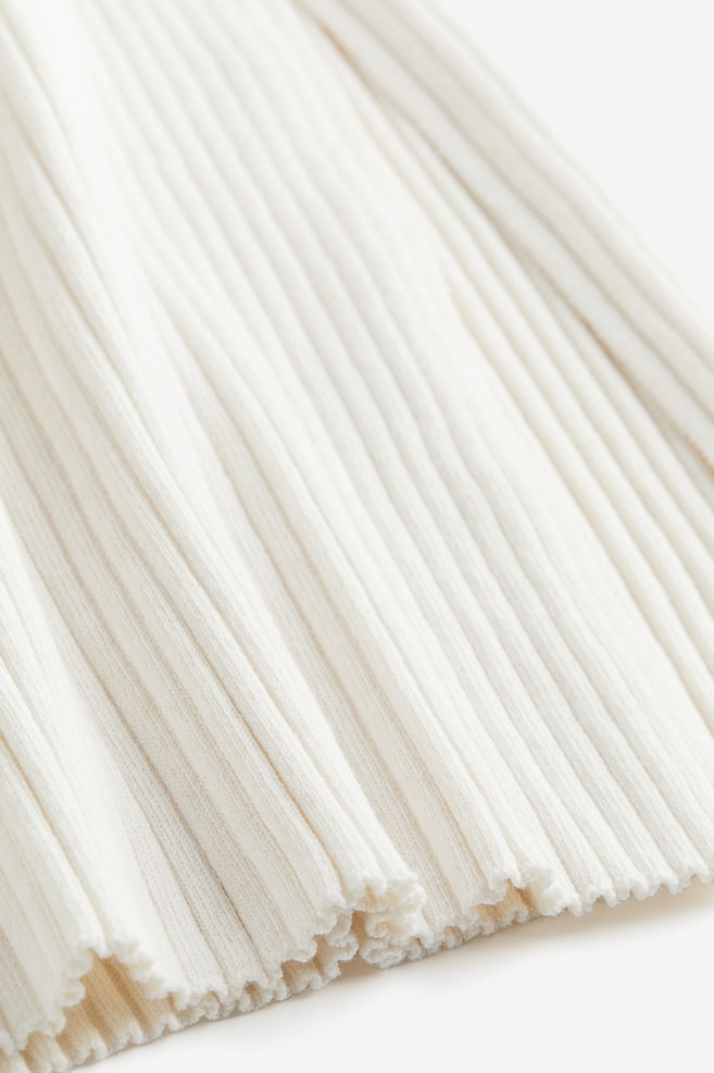 Rib-knit turtleneck dress - White/Navy blue - 5