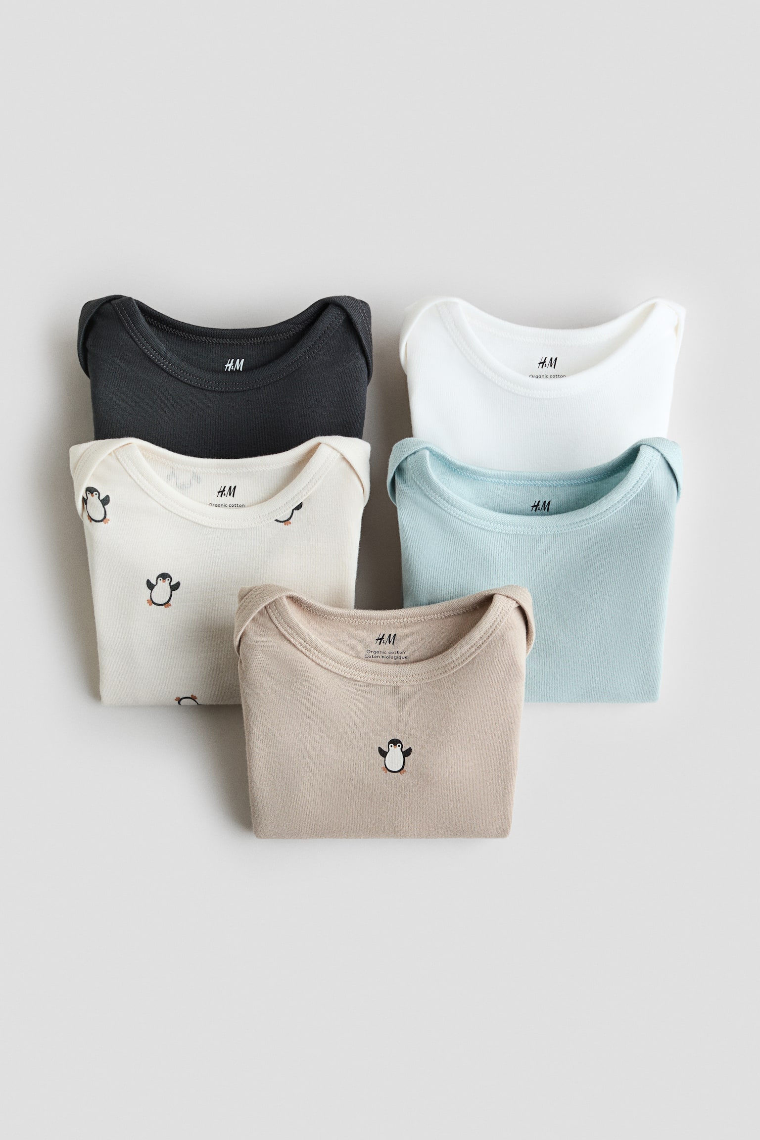 Balenie 5 ks body s dlhým rukávom - Tyrkysová/tučniaky/Ružová/kvetovaná/Béžová/Hello friend!/Svetlozelená/autá/Modrá/dinosaury/Ružová/jablká/Béžová/pruhovaná/Ružová/kvetovaná - 2