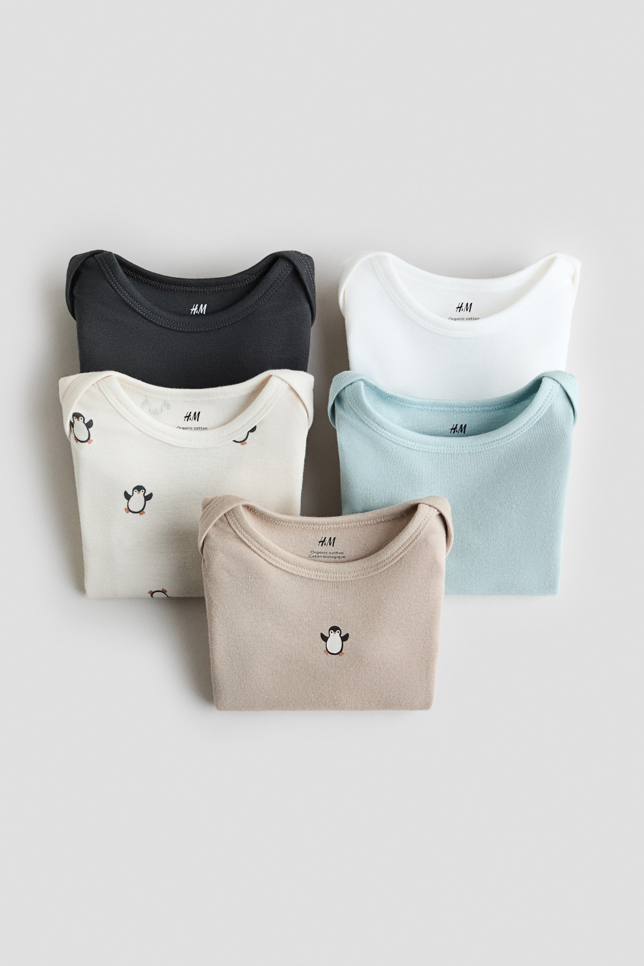 Ingrandisci l'immagine: Body a maniche lunghe 5 pezzi - Turchese/pinguini - BAMBINO | H&M CH 2