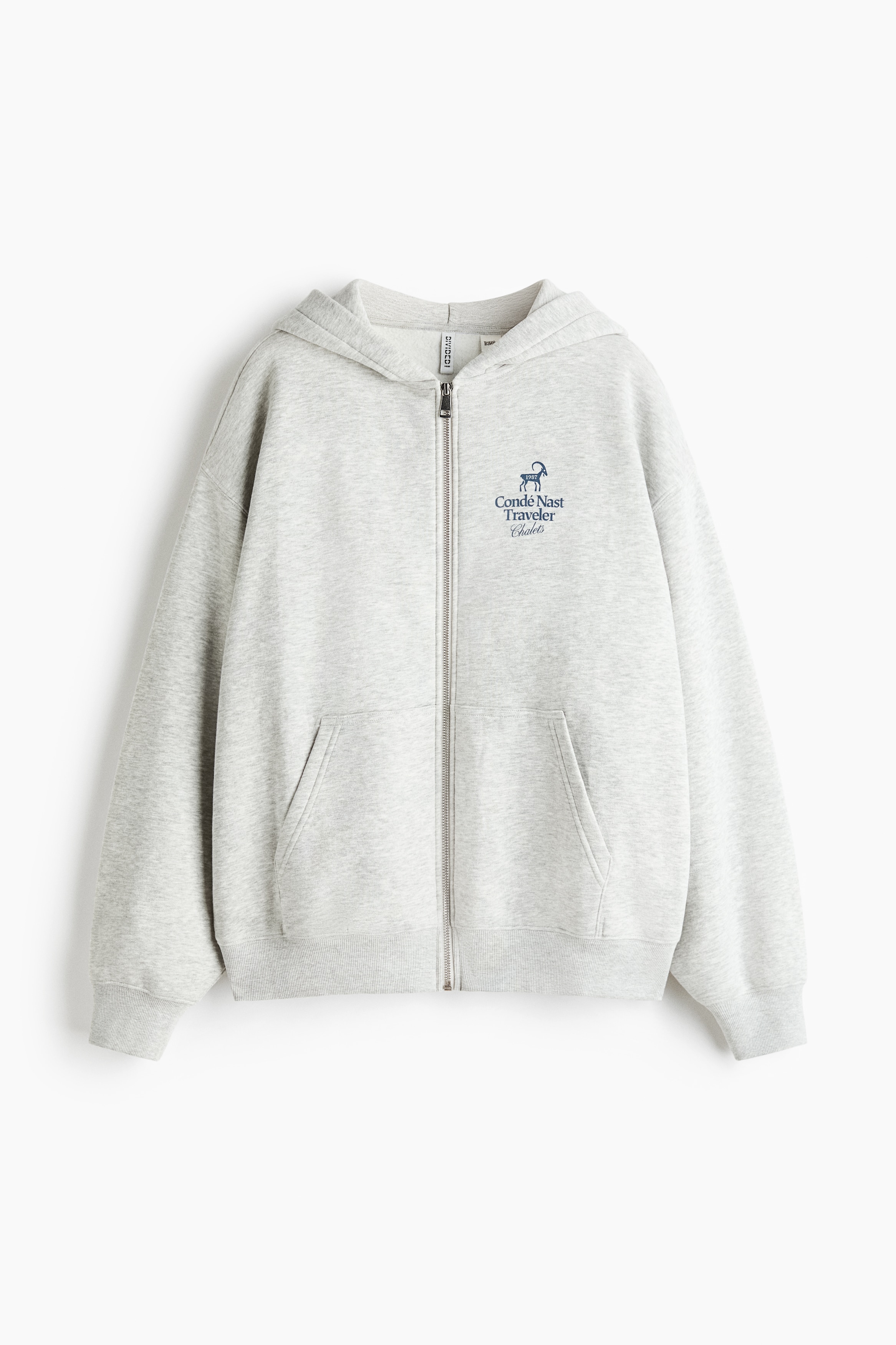 Printed zip-through hoodie - Grey/Condé Nast Traveller