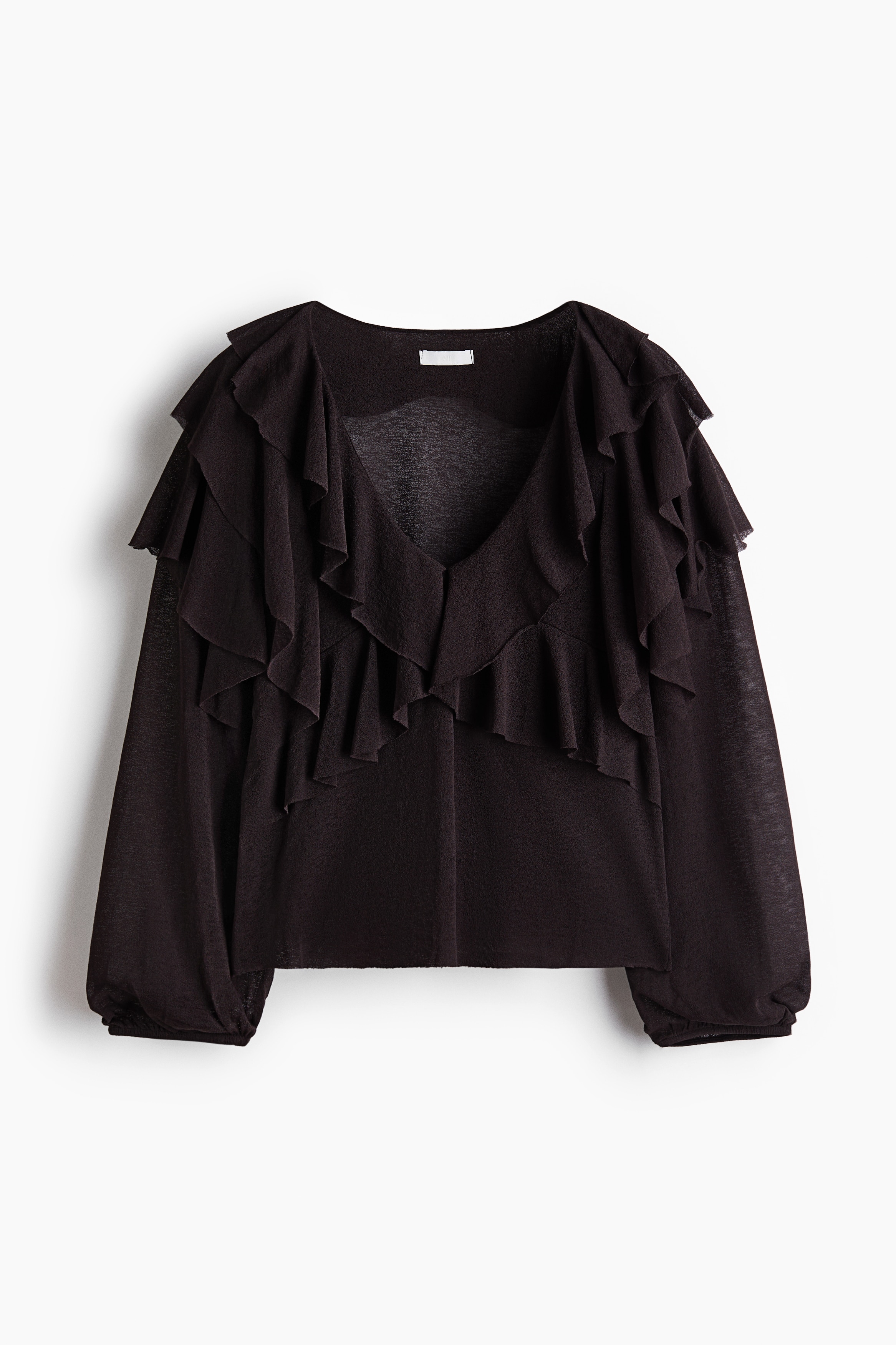 Blúzka s volánmi - Tmavohnedá/Čierna