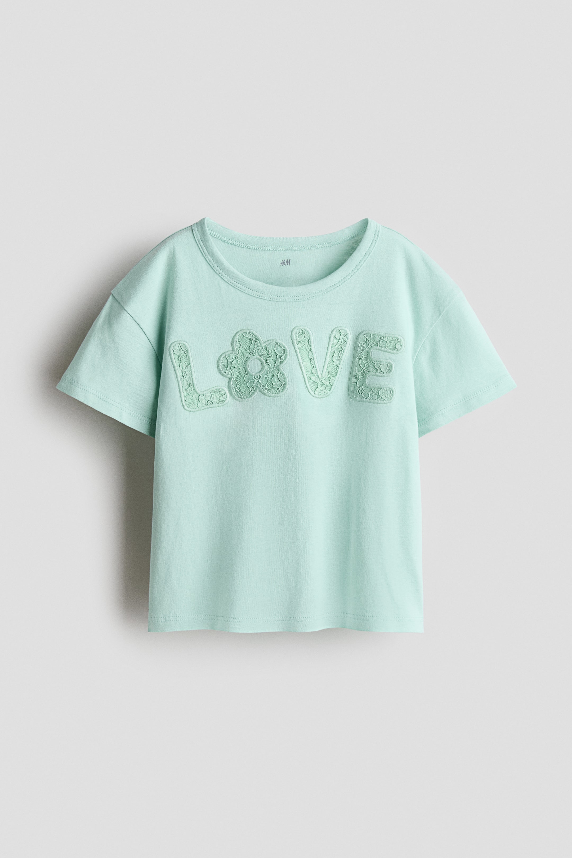 View larger image: Motif-detail T-shirt - Mint green/Love - Kids | H&M IN 1