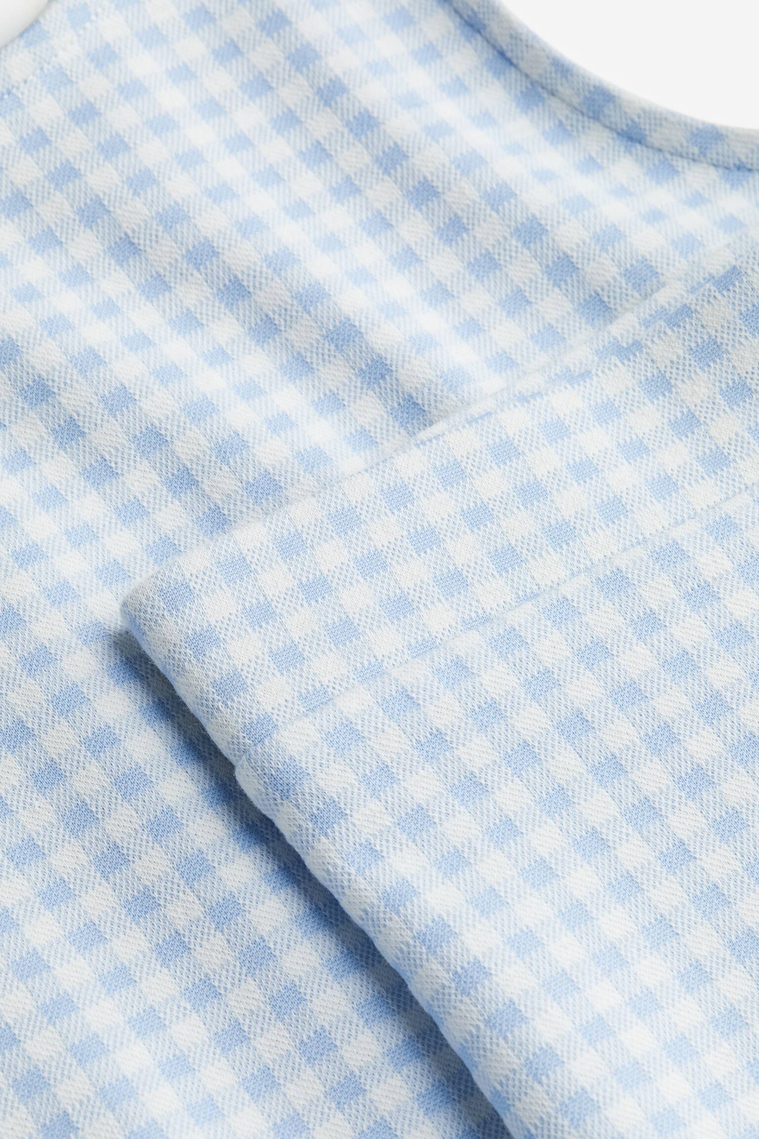 2-piece ribbed jersey set - Light blue/Checked - 2