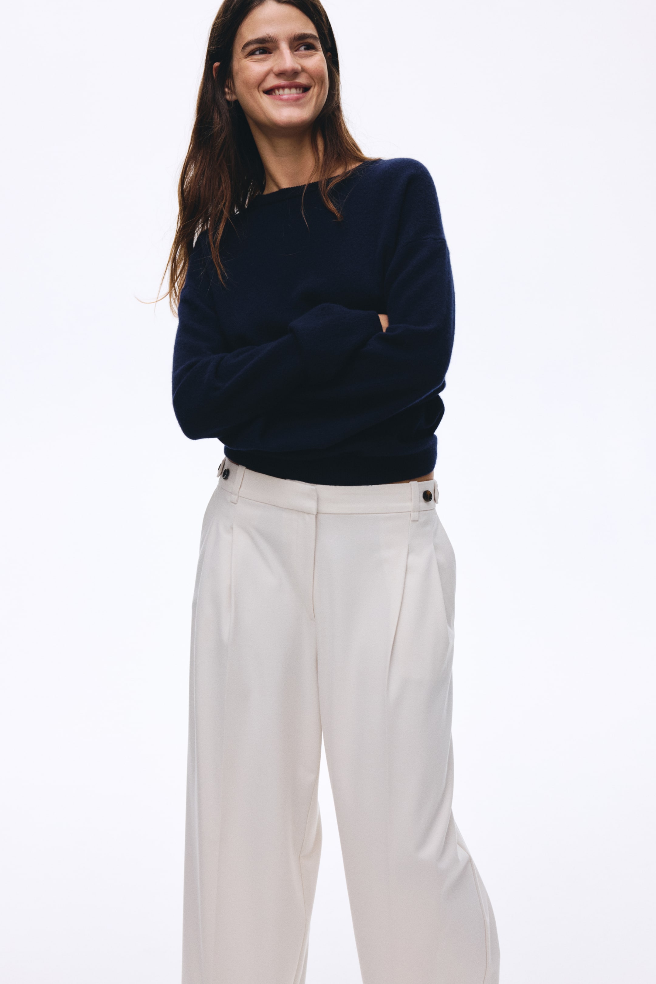 View larger image: Wide tailored trousers - White - Ladies | H&M US 2