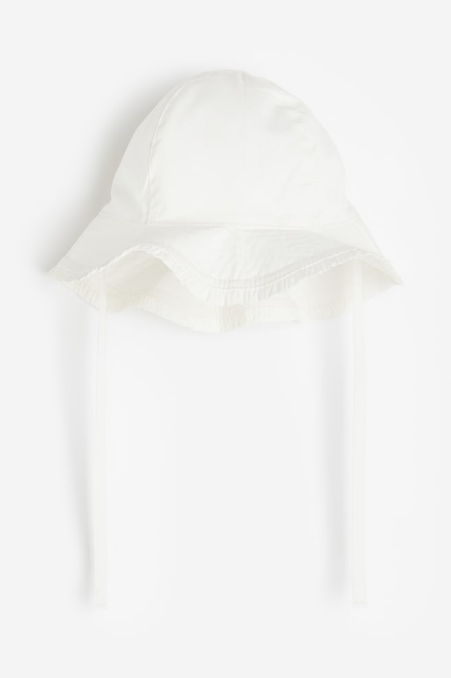 Cotton sun hat - White/Light dusty pink - 1