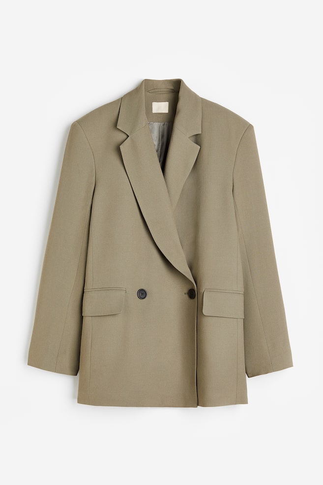 Oversized Blazer aus Wollmix - Khakigrün - 1