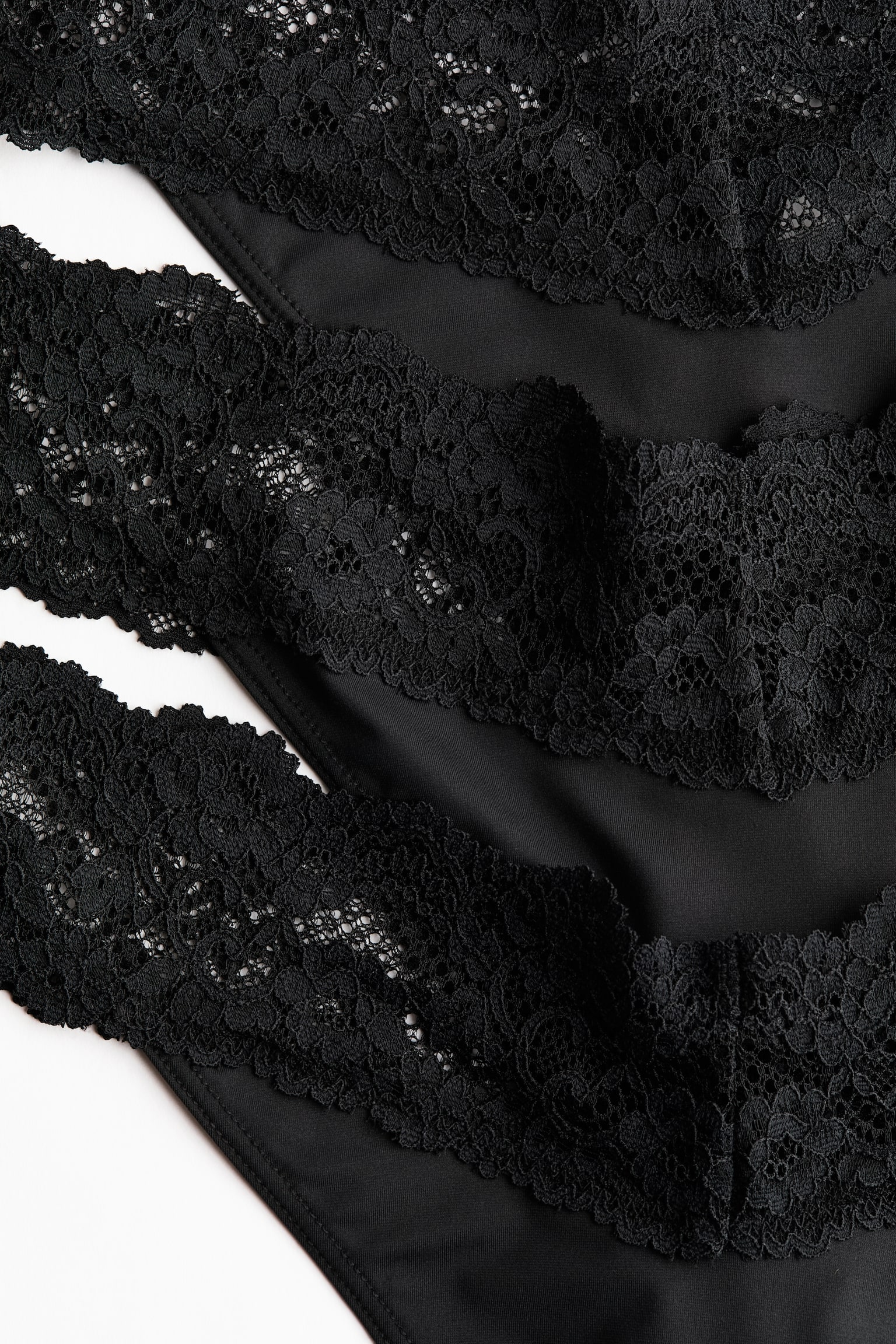 3-pack microfibre and lace thong briefs - Black/Light peach pink - 4