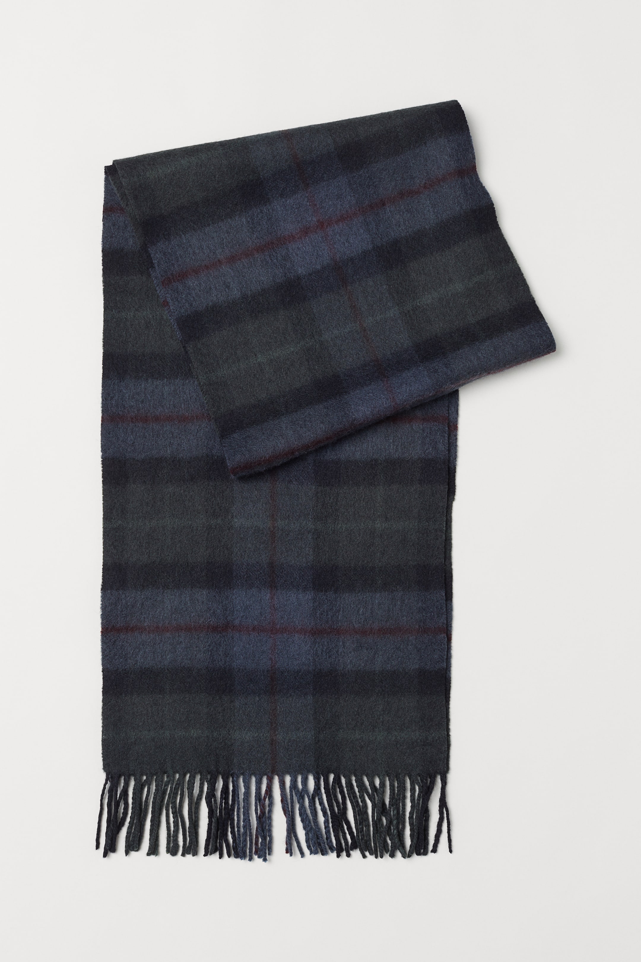 Zobacz większy obraz: Wełniany szalik - Ciemnozielony/Krata - ON | H&M PL 1