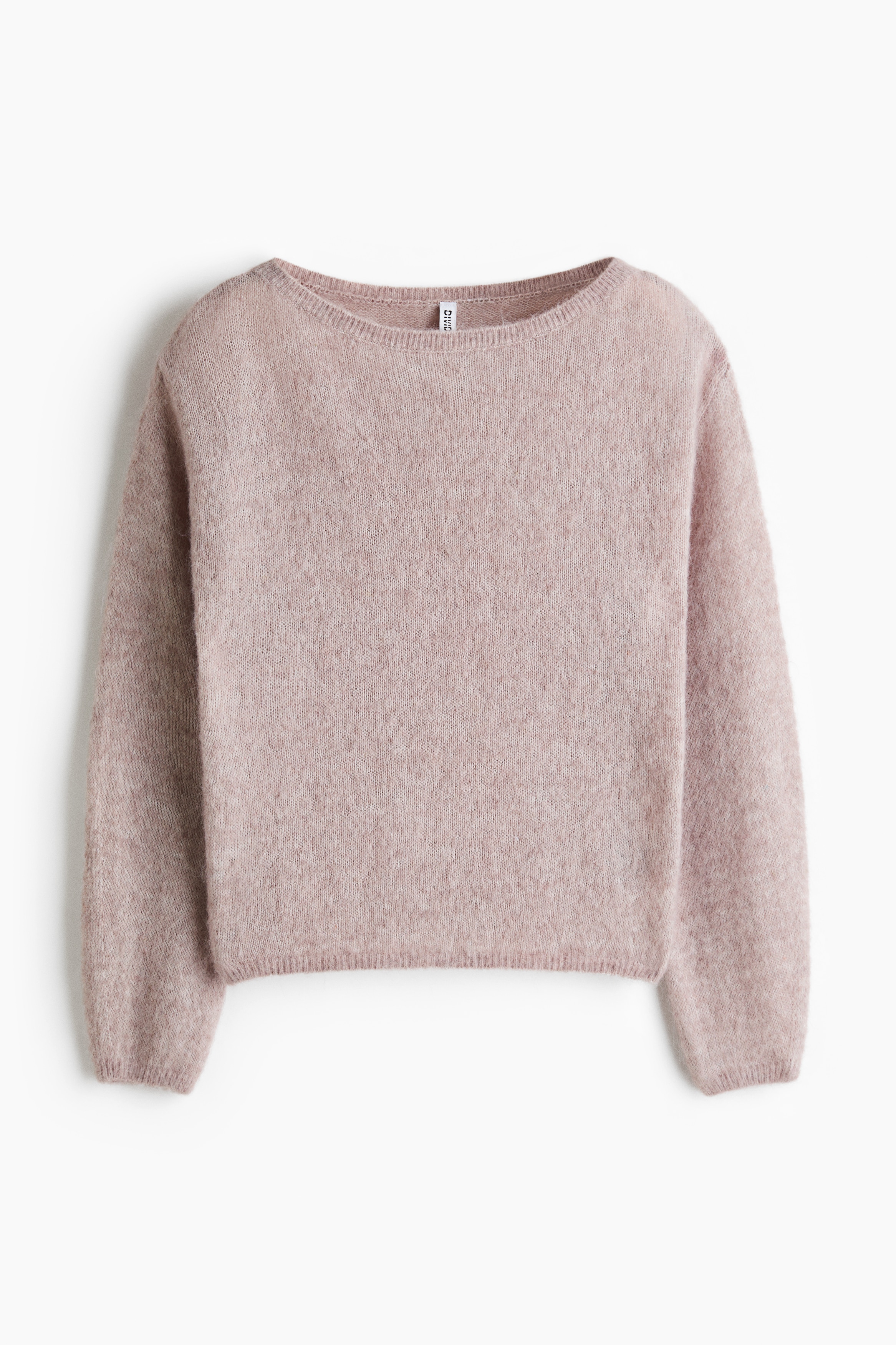 Boat-Neck Fine-Knit Sweater - Light dusty pink/Pink
