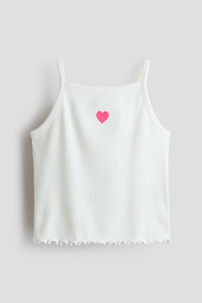 Embroidery-detail strappy top - White/Heart/Pink/Watermelon/Lilac/Ice cream/Light turquoise/Pineapple - 1