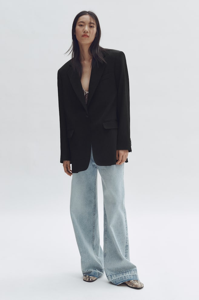 Blazer de botonadura sencilla en lana - Negro - 5