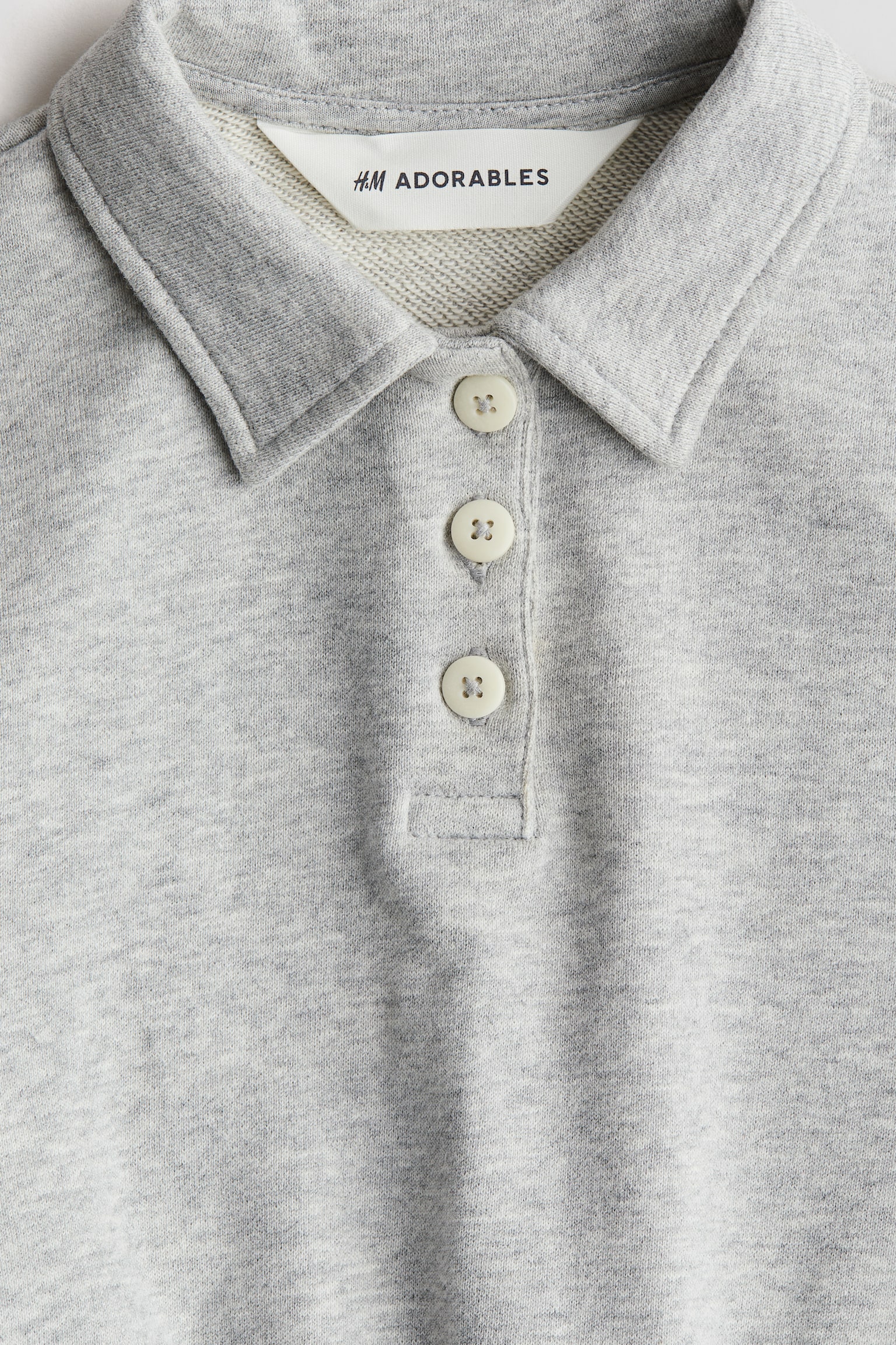 Cotton sweatshirt polo shirt - Light grey marl - 3