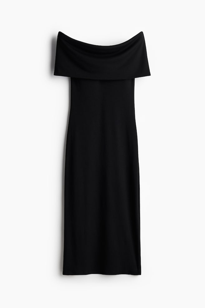 Off-the-shoulder dress - Black/Bright red - 1