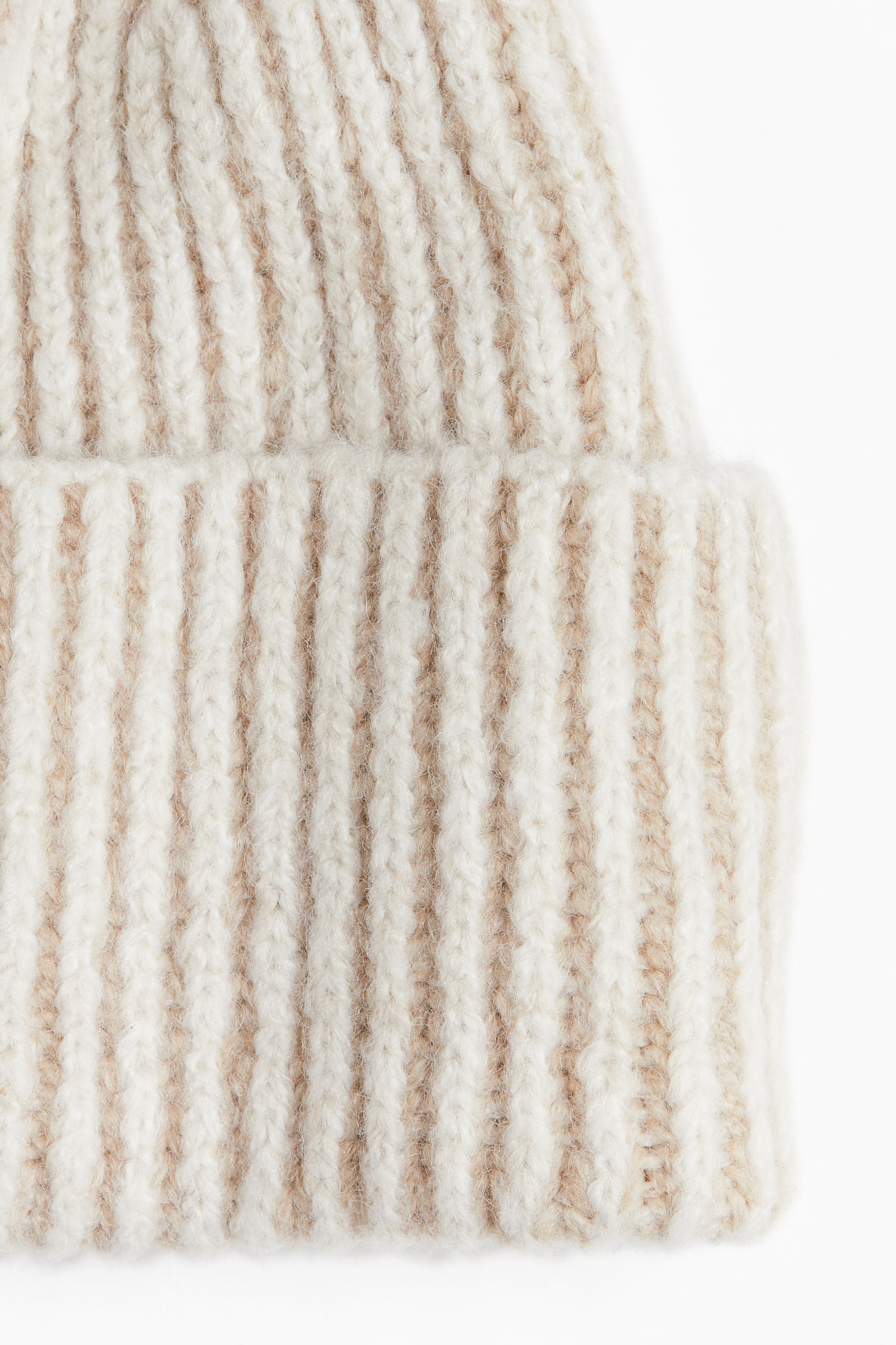 Knitted beanie - Cream/Beige/Dark beige marl - 2