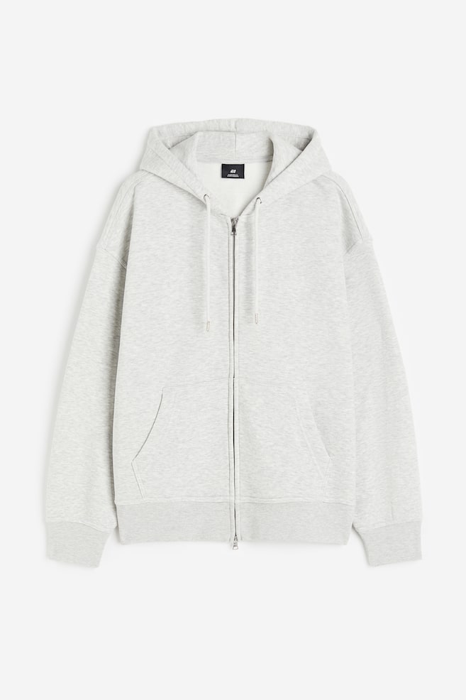 Oversized Fit Zip-through hoodie - Light grey marl/Black/Beige/Black/dc - 2