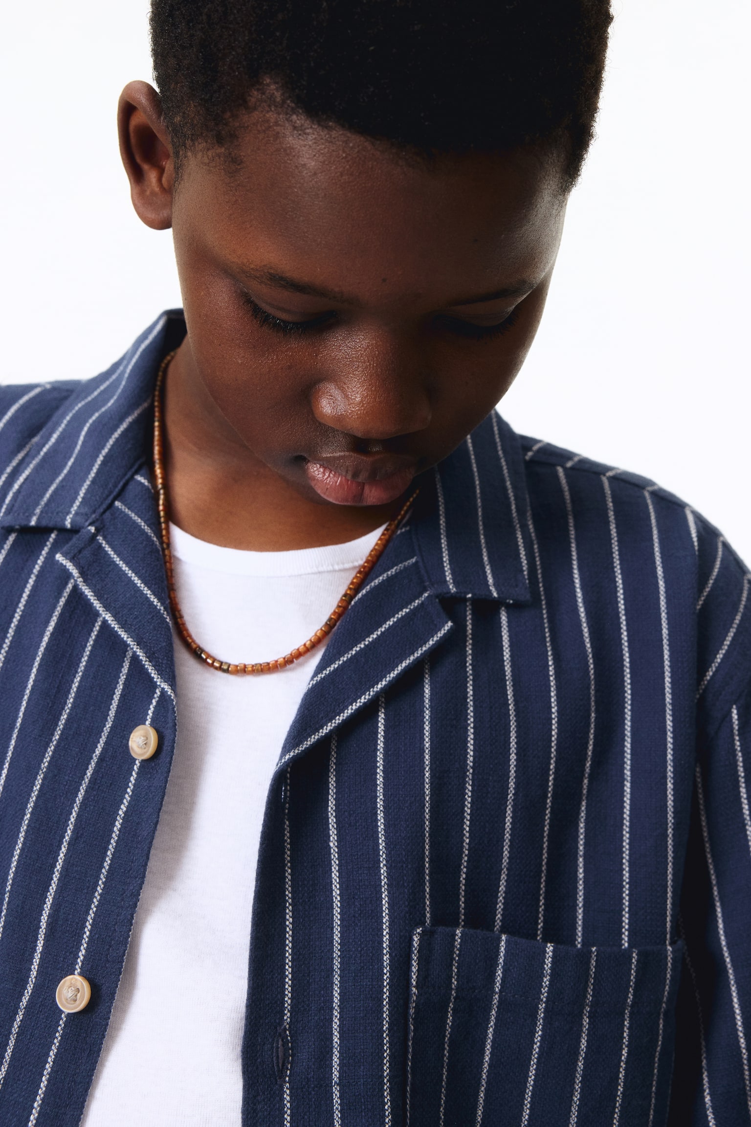 Cotton resort shirt-Dark blue/Striped - 4