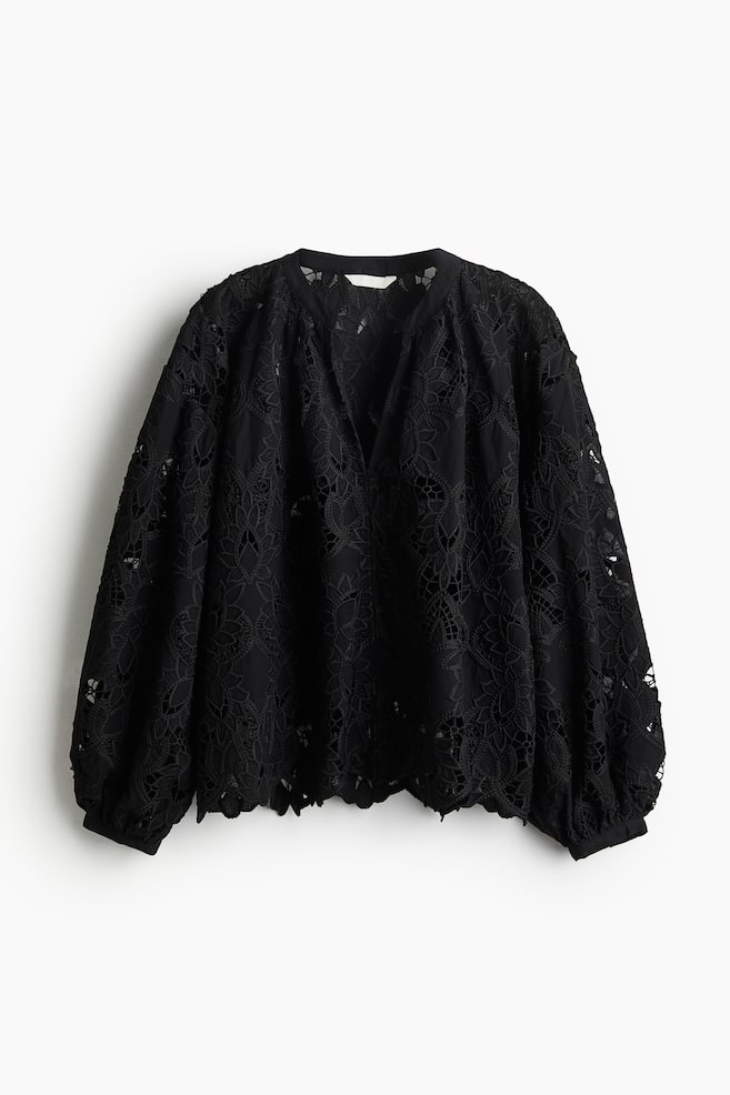 Broderie anglaise blouse - Black - 2
