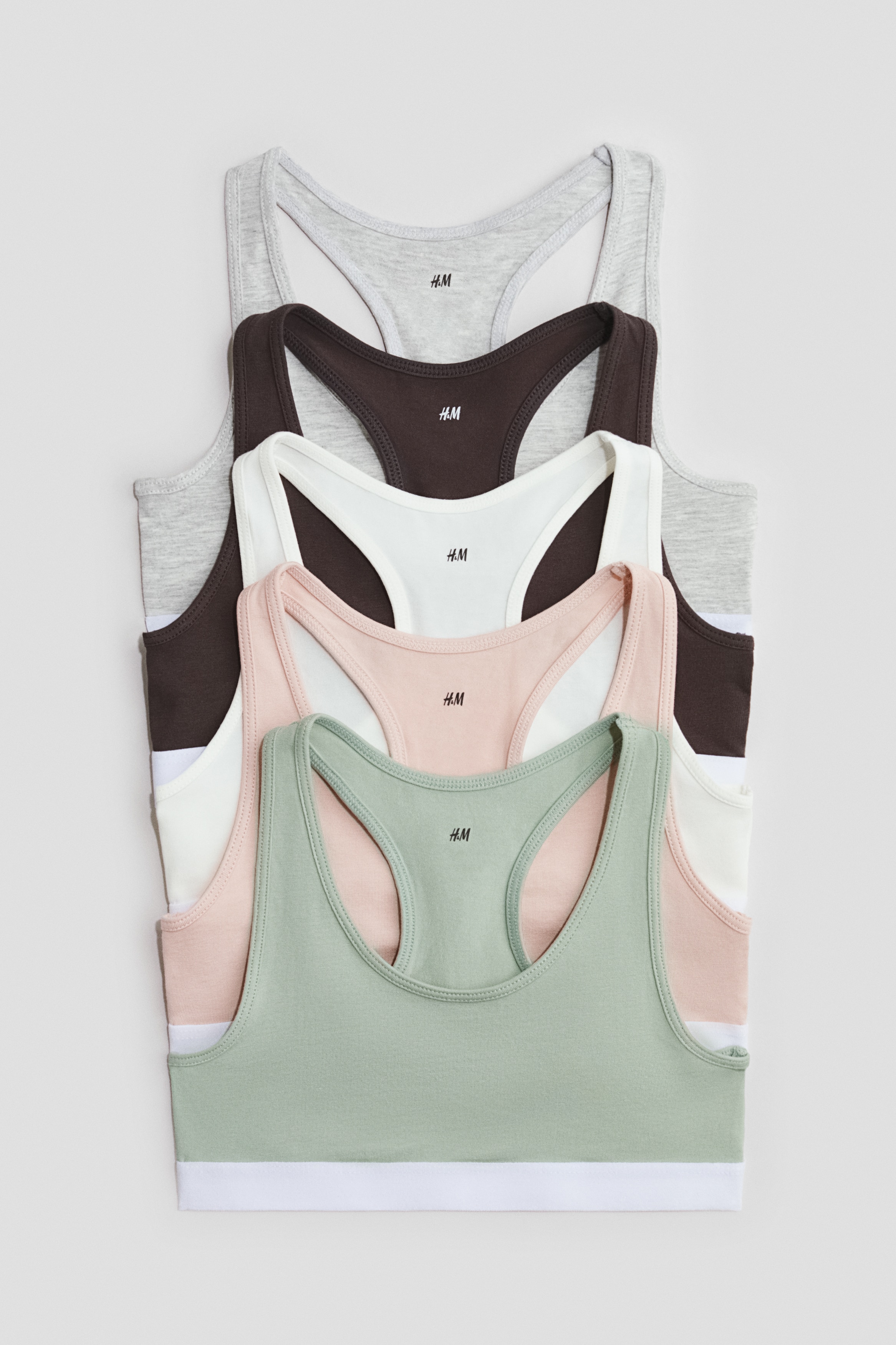 H & M - コットントップス 5枚セット - グリーン