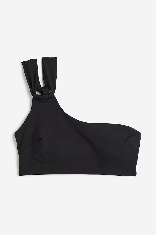 Padded one-shoulder bikini top - Black/Greige - 2