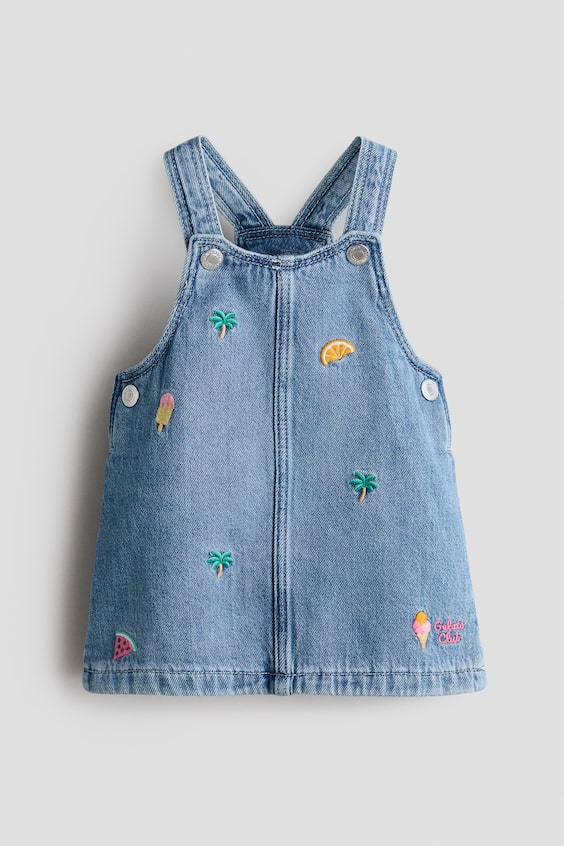 Детские платья H&M Embroidered-Detail Denim Overall Dress