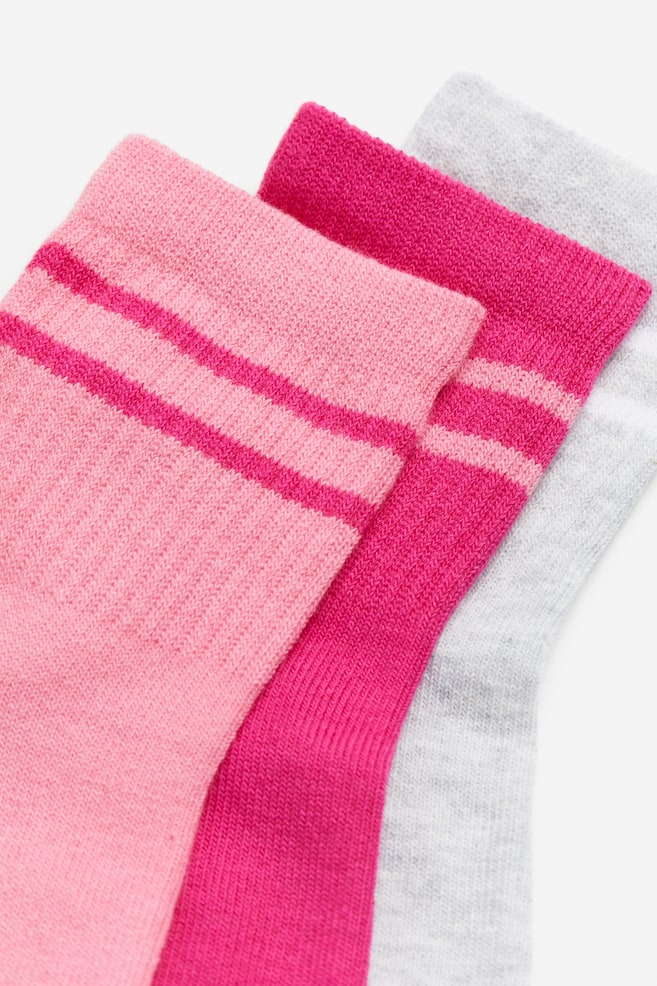 3-pack sports socks in DryMove™ - Pink/Striped/White/Black/Striped/Navy blue/Blue/Light grey marl - 2