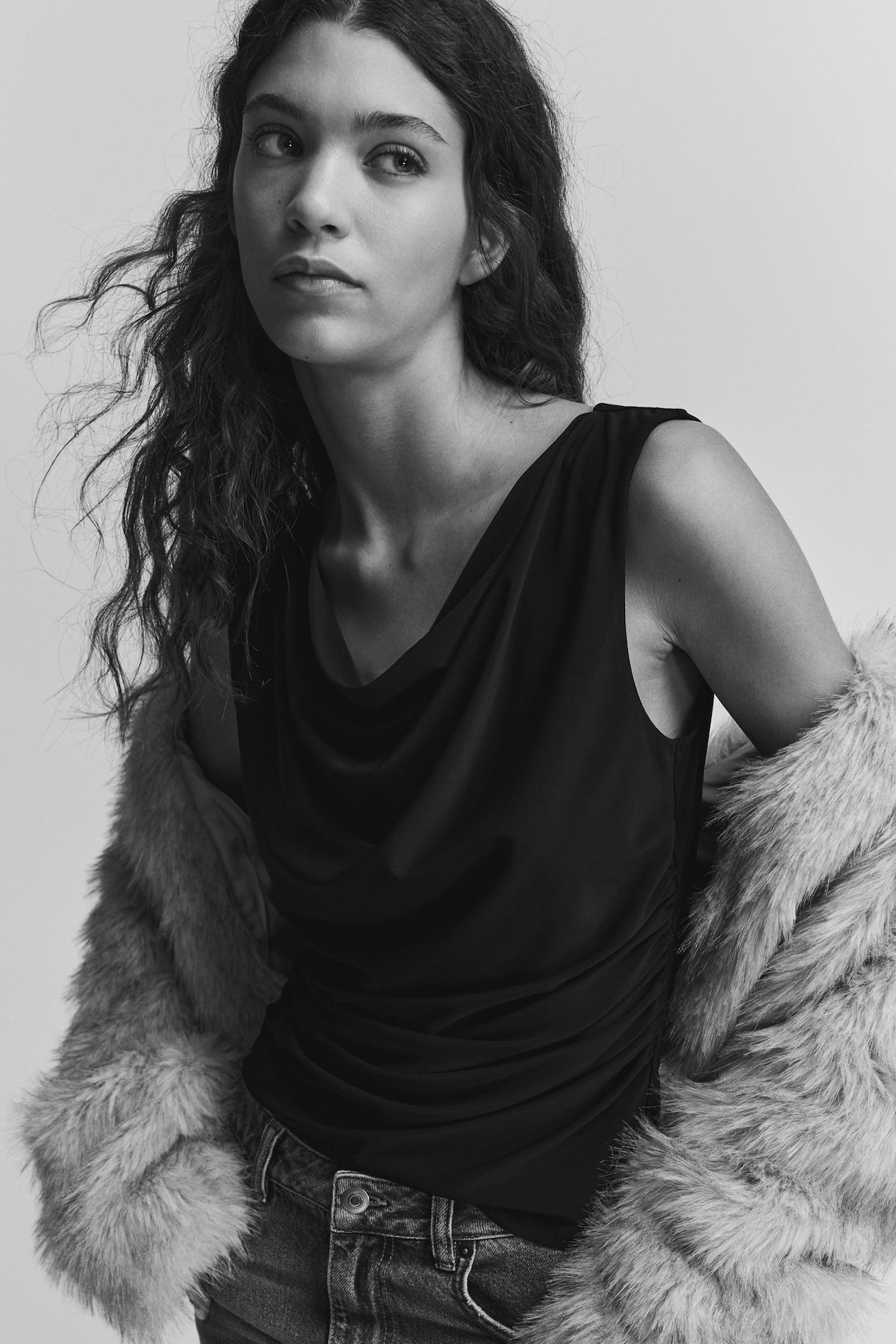 Draped Jersey Sleeveless Top - image 3