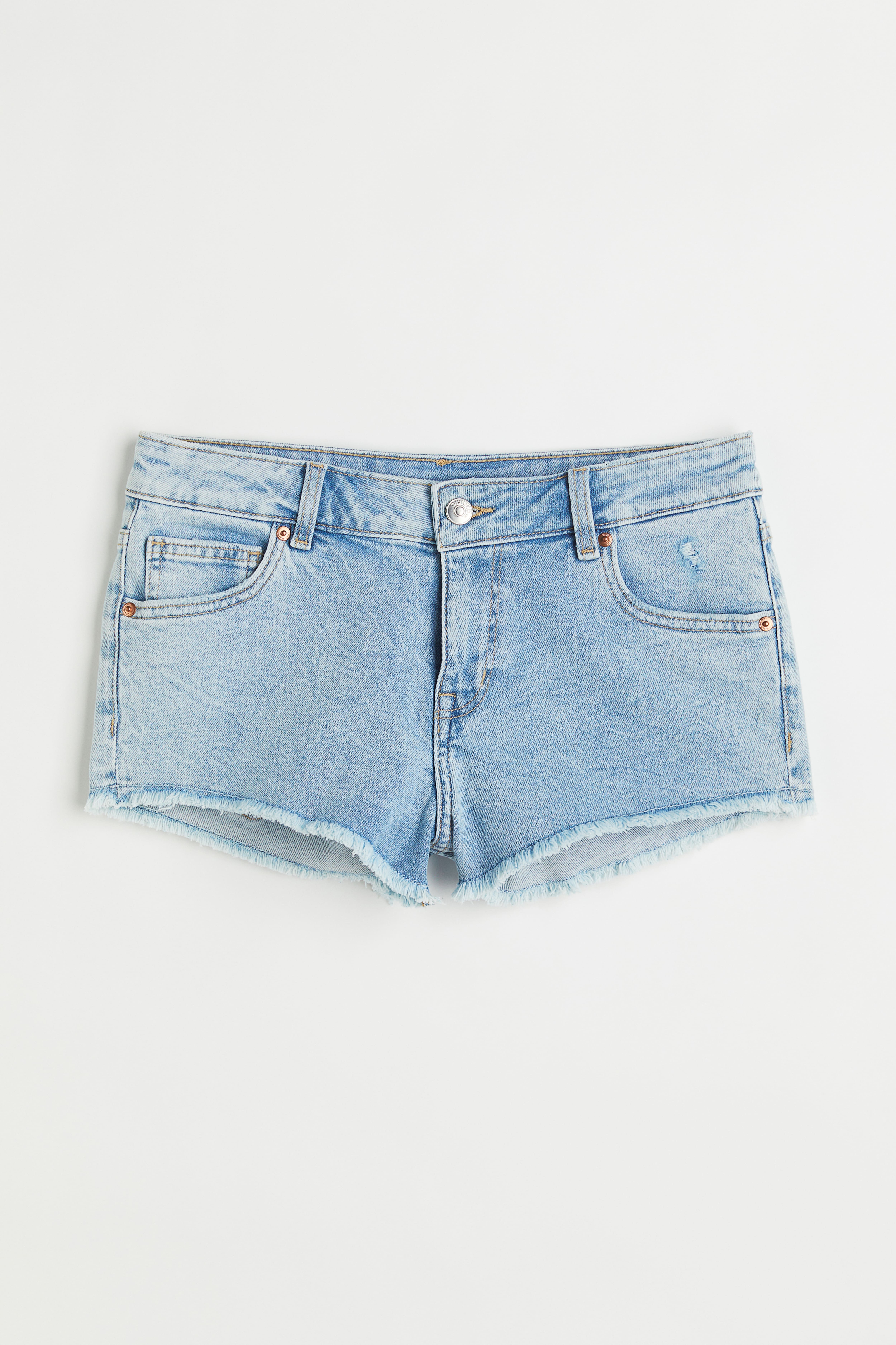 Low Waist Denim Shorts Light denim blue Ladies H M CA