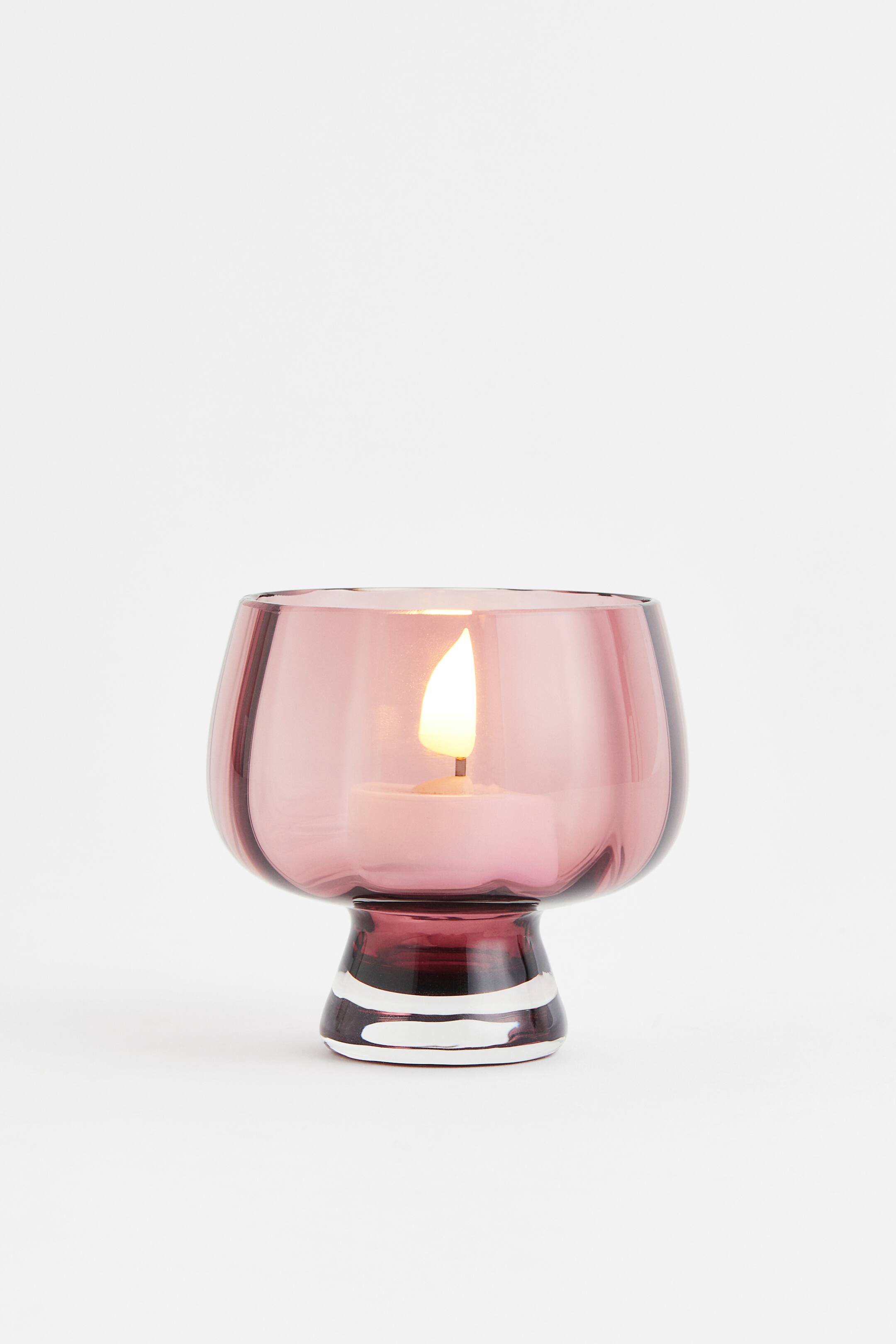 Photophore En Verre Rose Poudré 11 X 9 Cm[m1681] - Maison