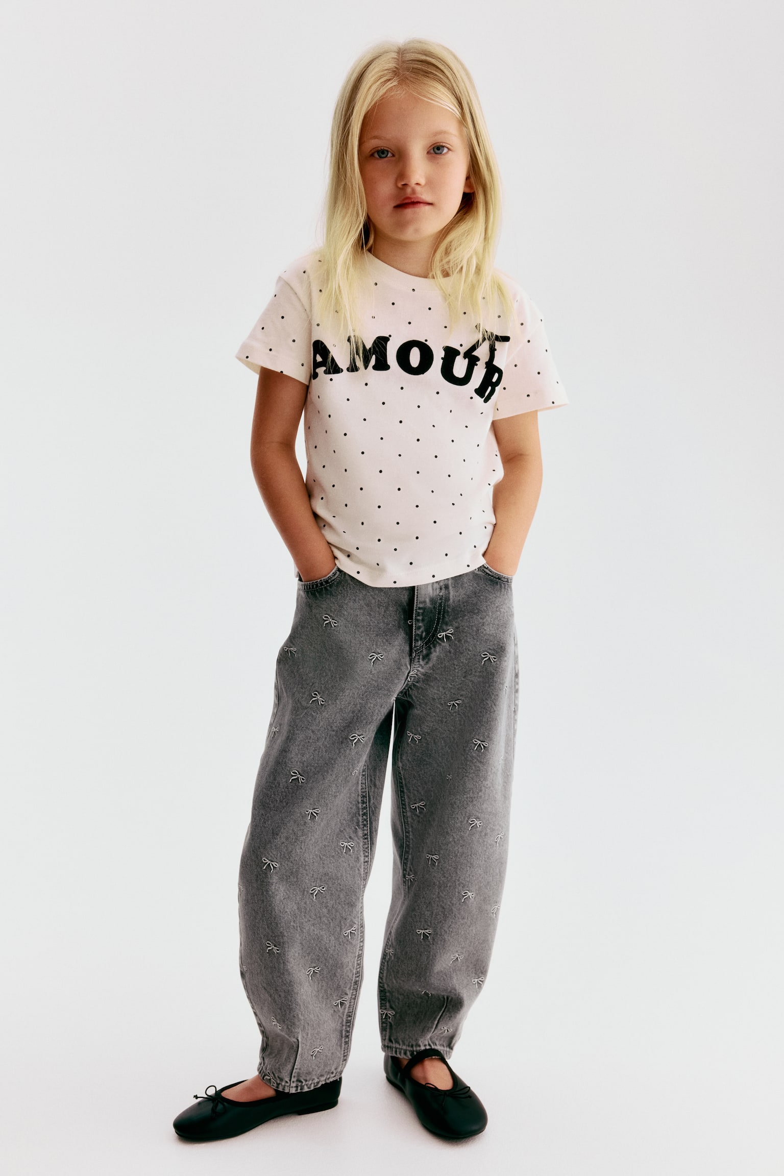 Loose Fit Barrel Jeans - Denim grey/Bows/Denim blue/Cherries/Light pink/Hearts/Dark denim blue/Hearts - 1