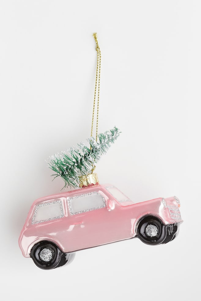 Décoration de Noël en verre - Rose clair/voiture/Blanc/voiture/Rouge/train/Doré/huître - 1