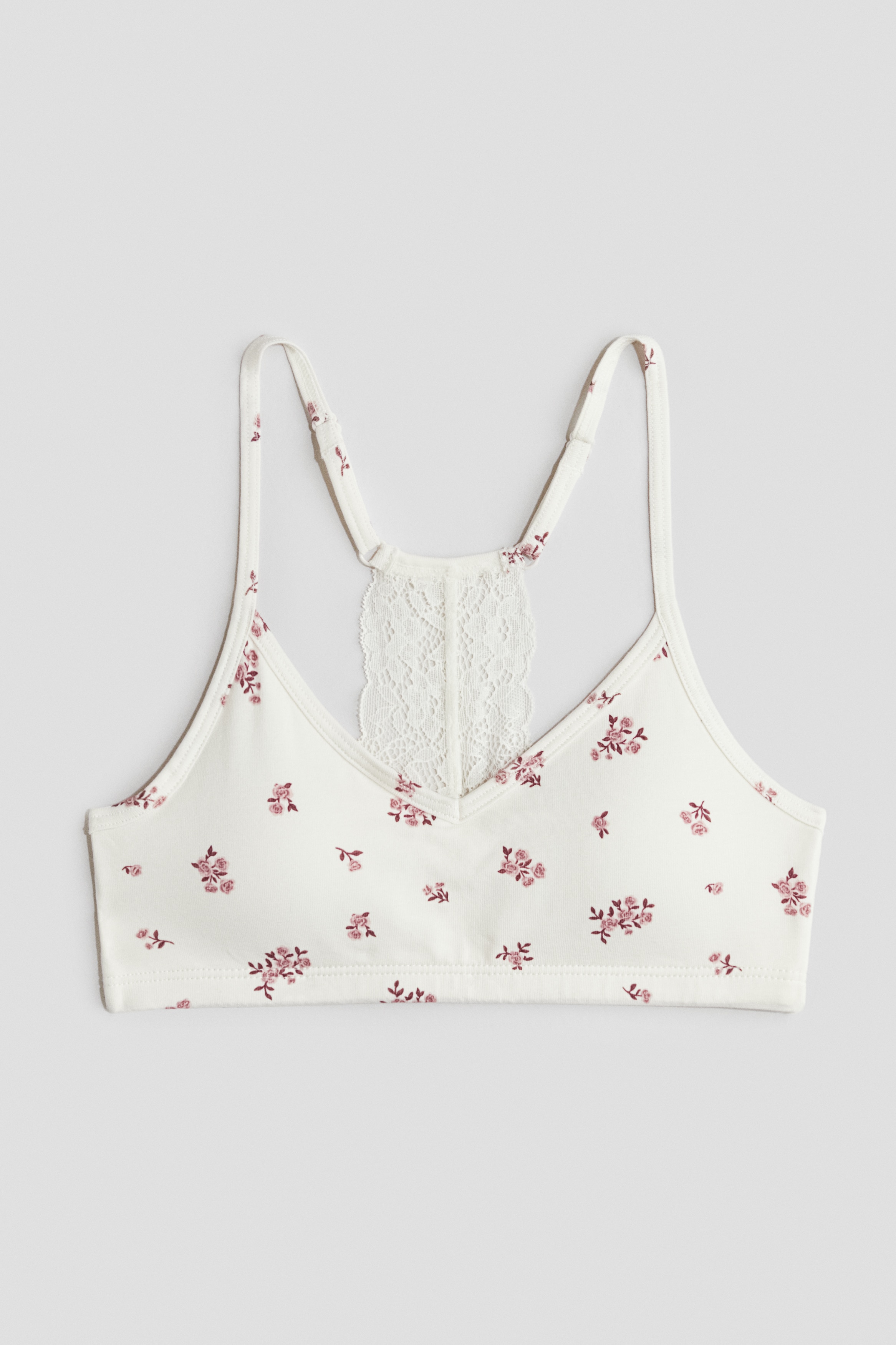 H & M - レースディテールクロップドトップス - ホワイト