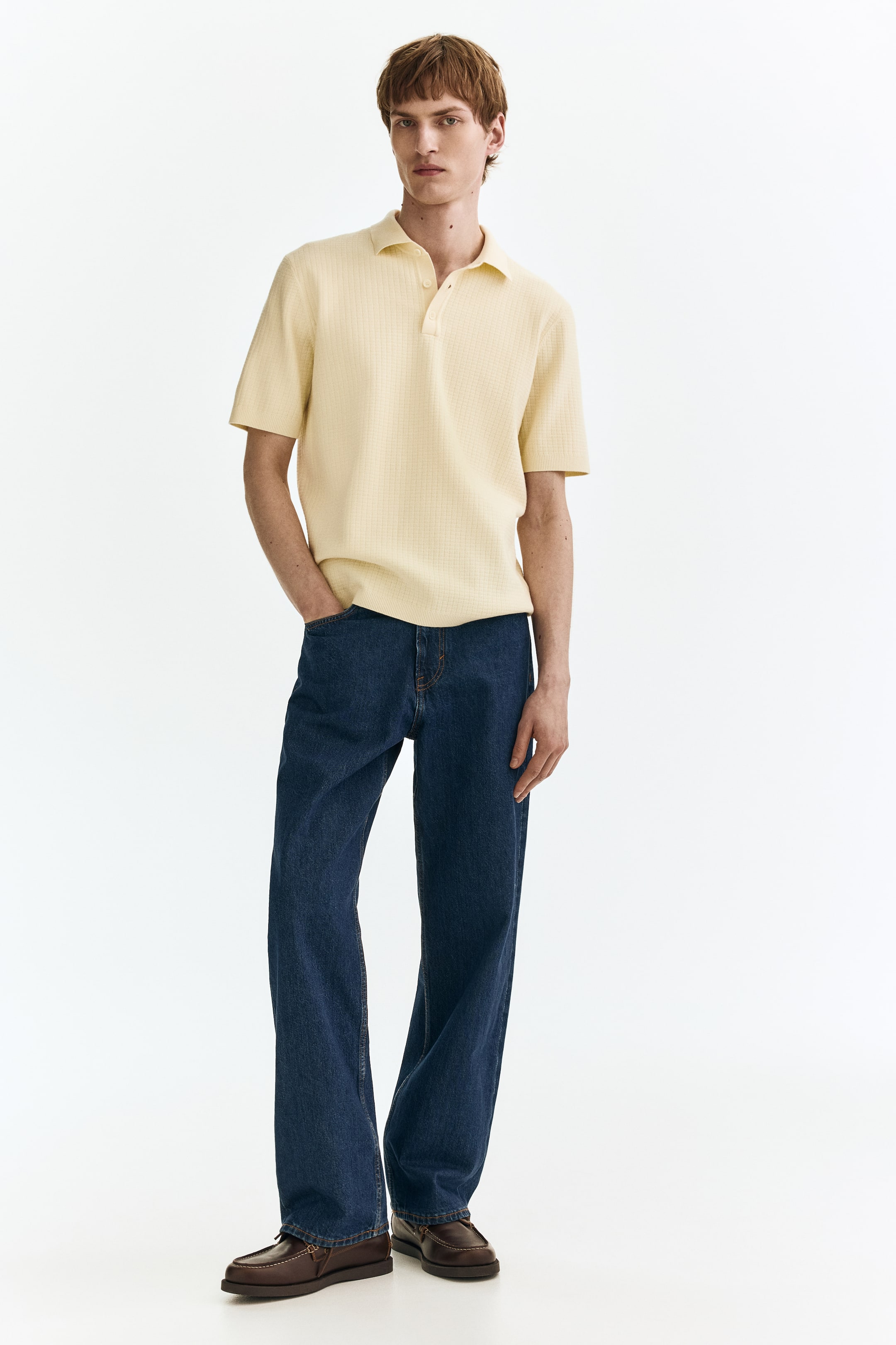 Regular Fit Textured-Knit Polo Shirt