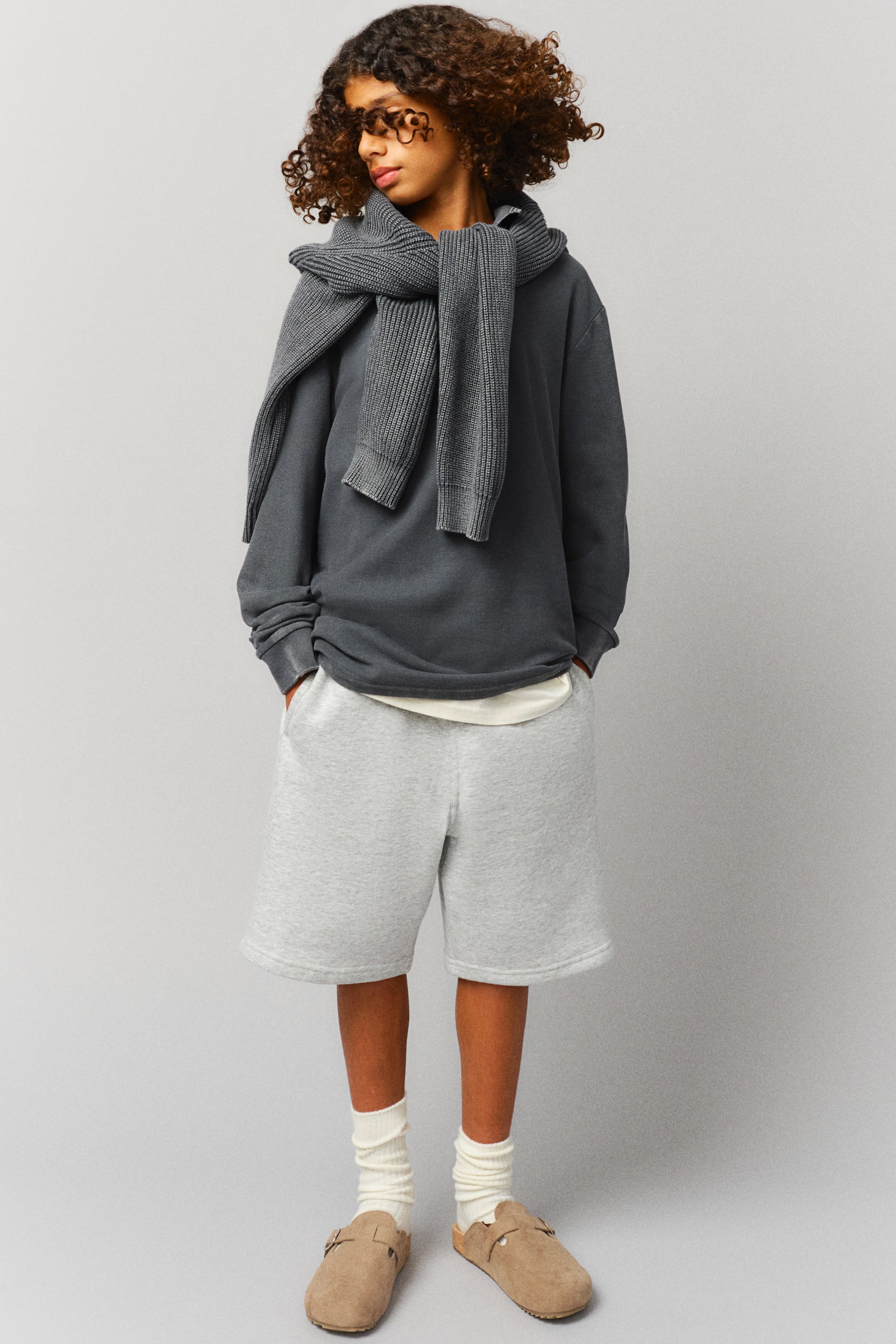 Sweatshirt shorts - Light grey marl/Black - 2