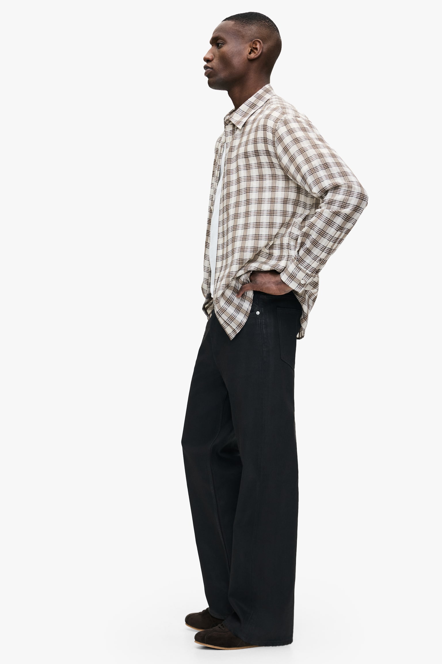 Relaxed Fit Cotton shirt - Beige claro/Cuadros/Beige claro/Cuadros - 5