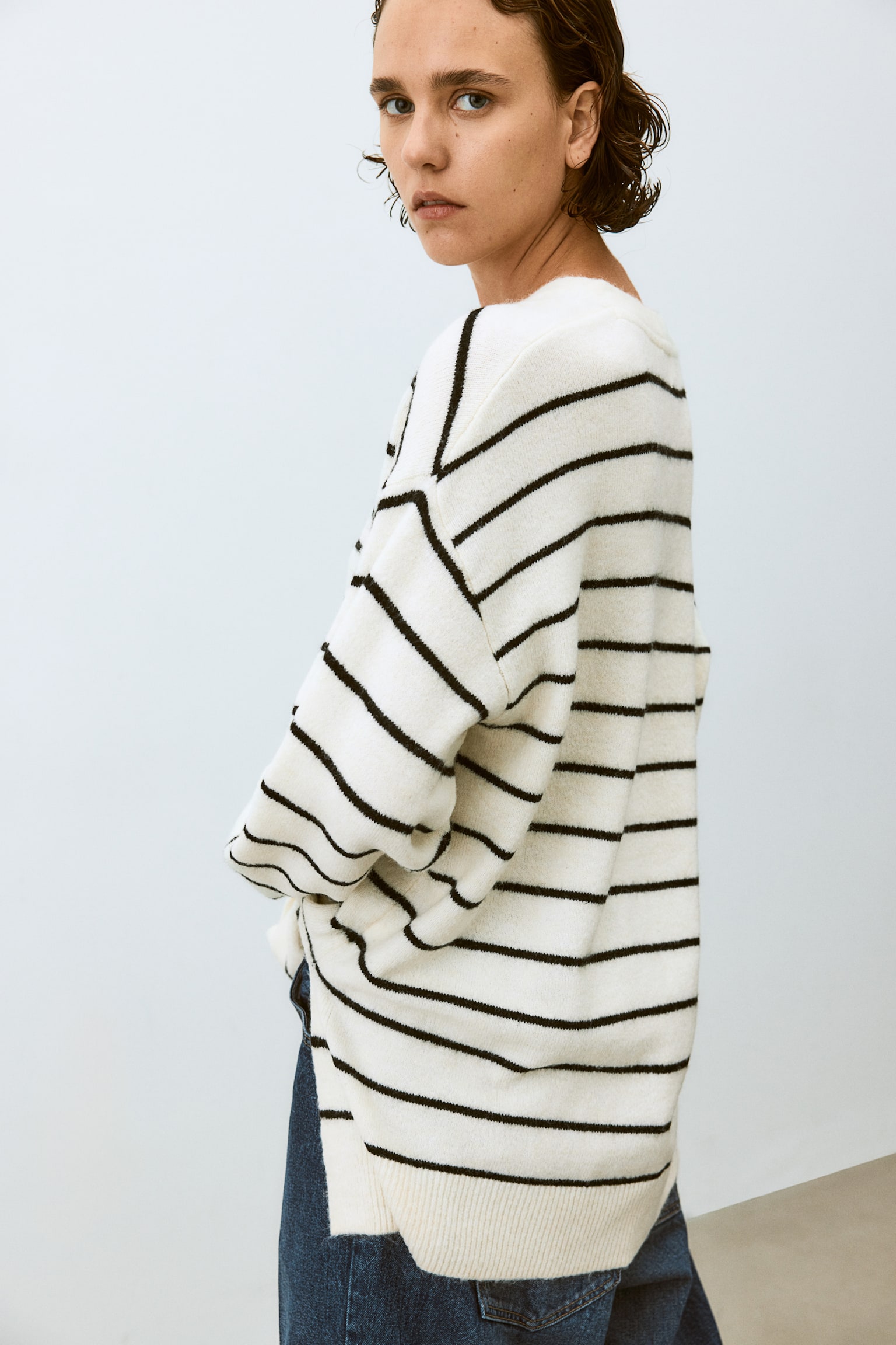 Oversized jumper - Cream/Striped/Black/Grey marl/White/Black/Striped/Pale yellow/Light beige/Black striped/Black/White striped - 5