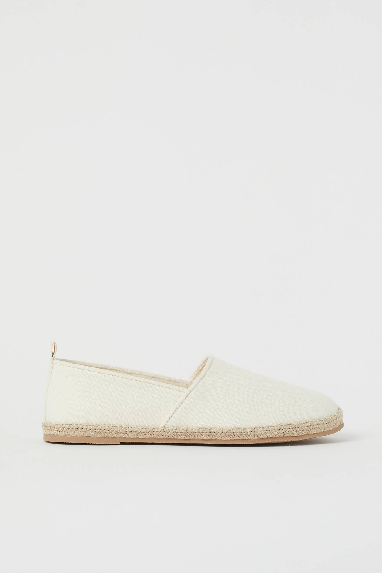 Cotton canvas espadrilles - No heel - White - Ladies | H&M GB