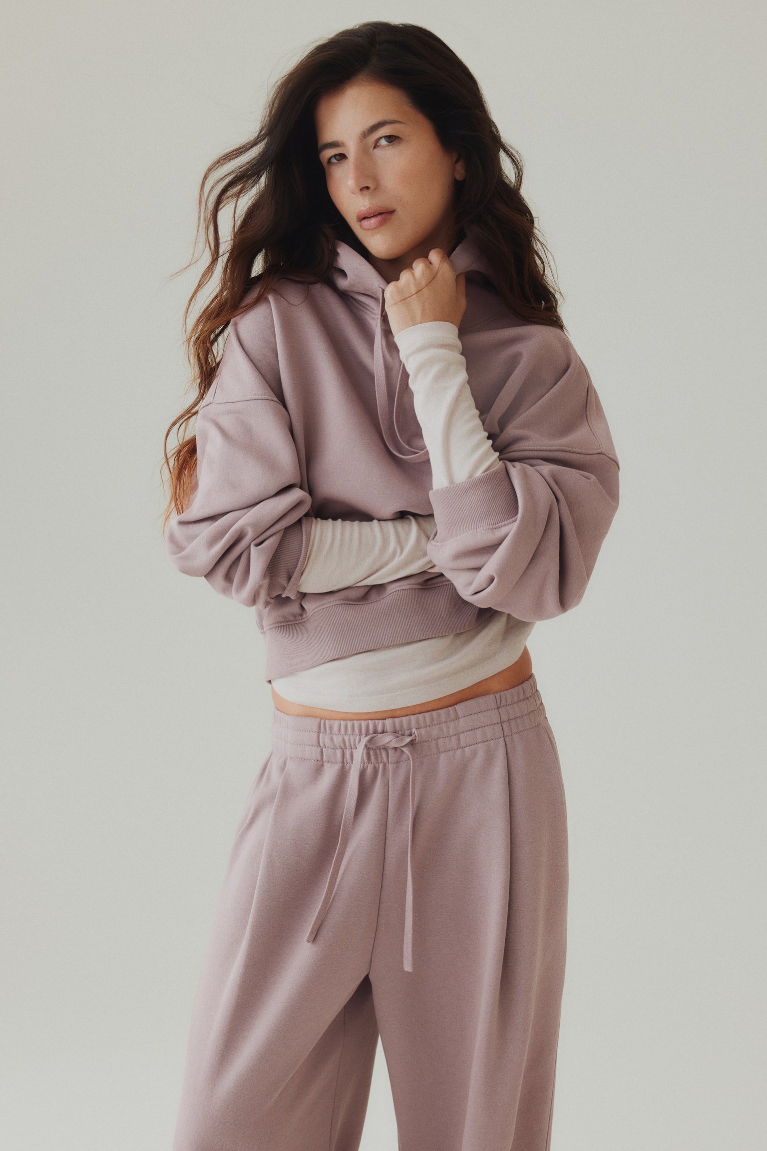 Hoodie - Dusty purple/Light grey marl/Navy blue - 5