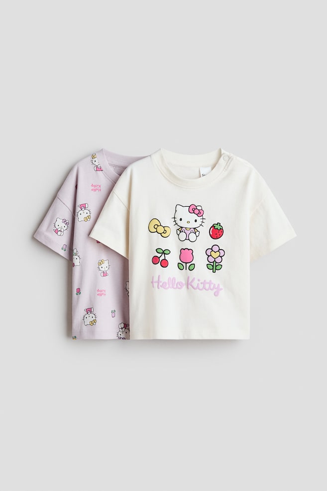 Pack de 2 camisetas estampadas de algodón - Violeta claro/Hello Kitty/Rosa claro/Minnie Mouse - 1