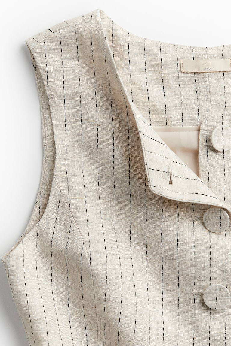 Lino Estampado Mango Chaleco Lino Chaleco Lino Estampado Chaleco