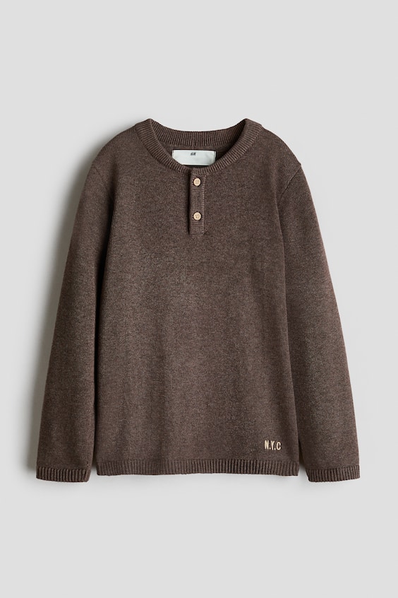 Детские свитеры H&M Waffle-knit Henley Sweater