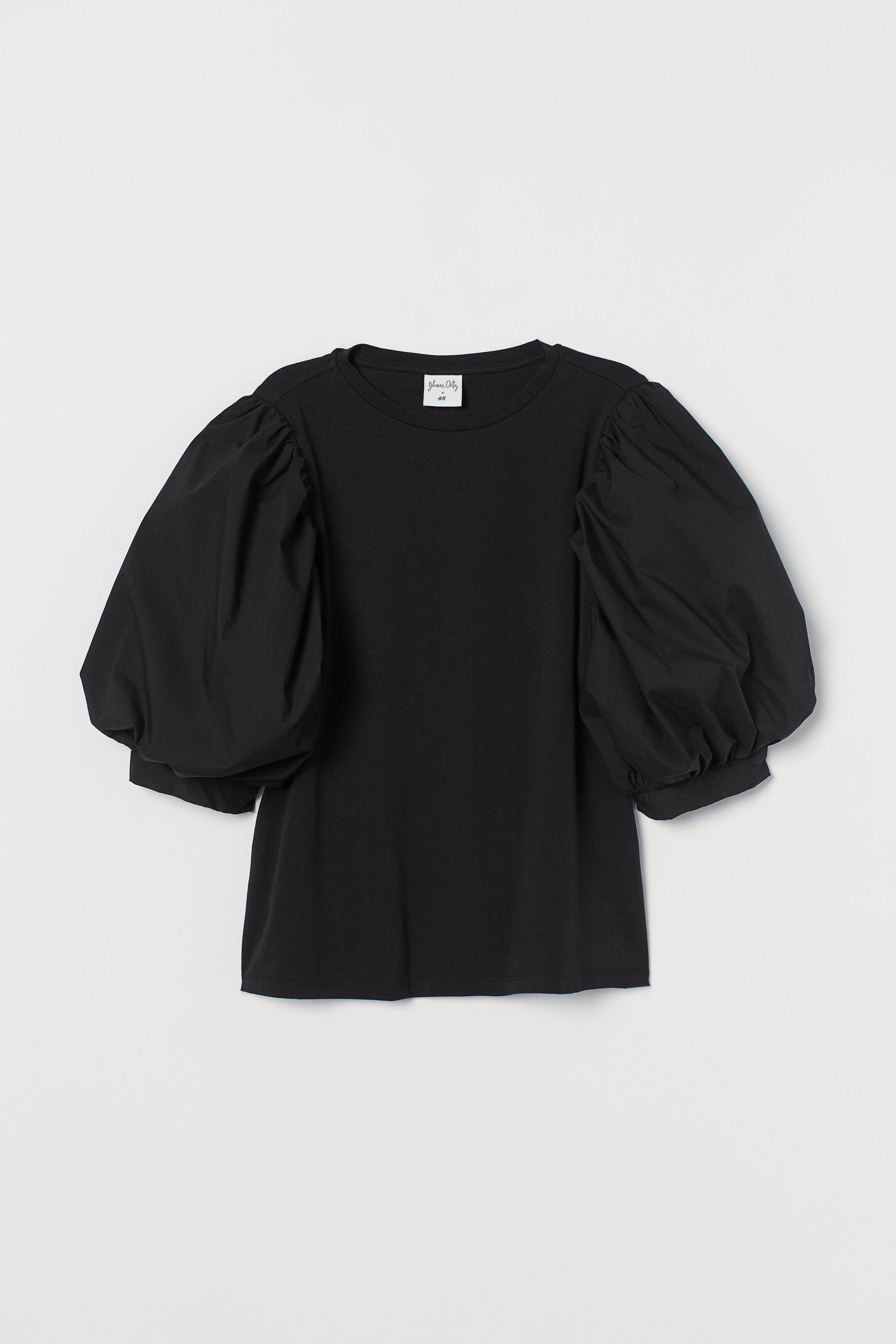 View larger image: Puff-sleeved top - Black - Ladies | H&M HK 1