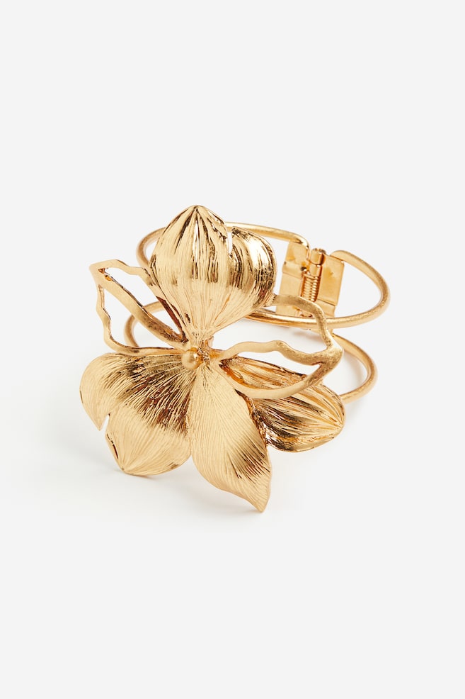 Flower-detail bracelet - Gold-coloured - 2
